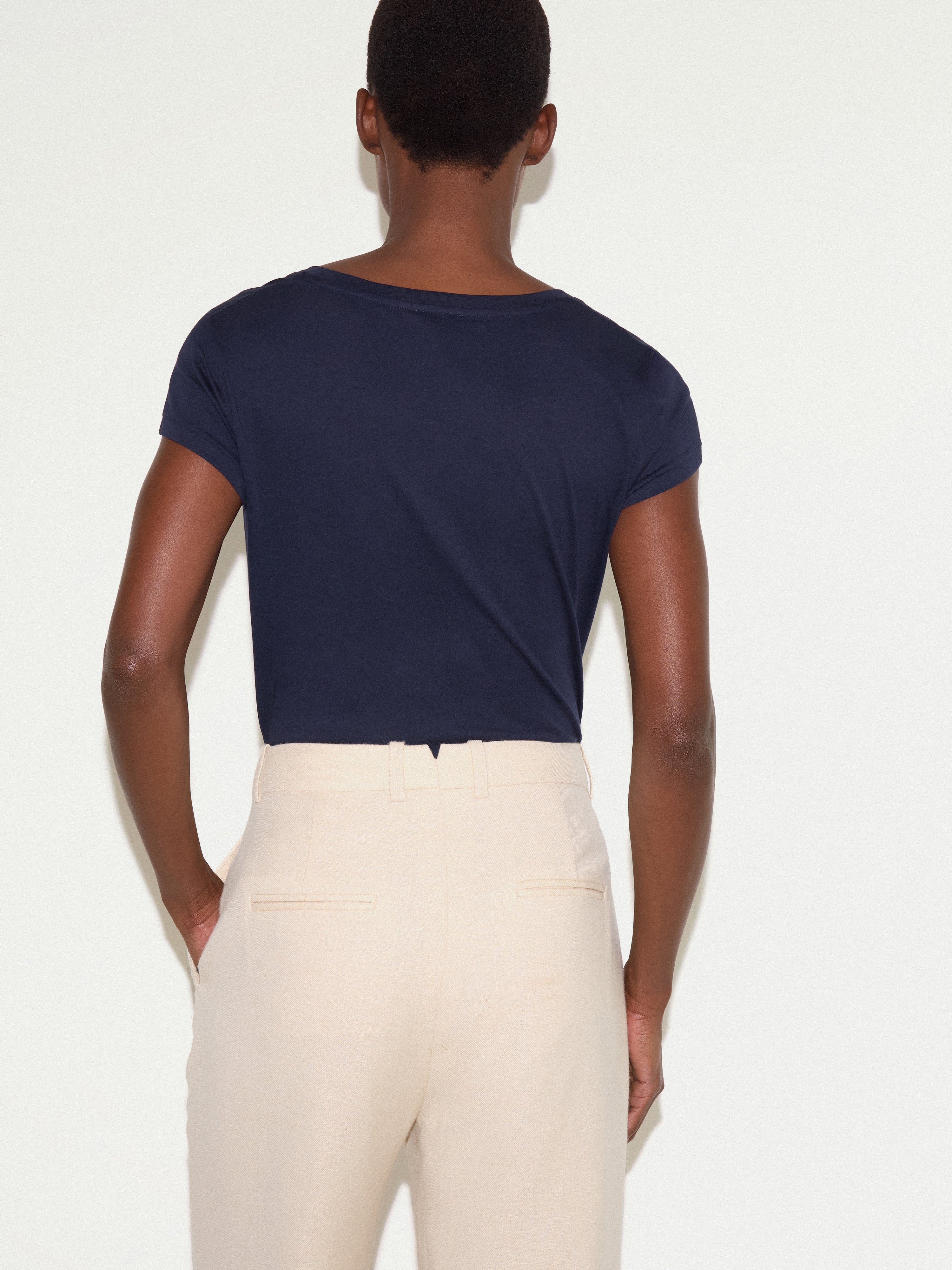 Supima Cotton Scoop Neck T-shirt | Navy - Image 5