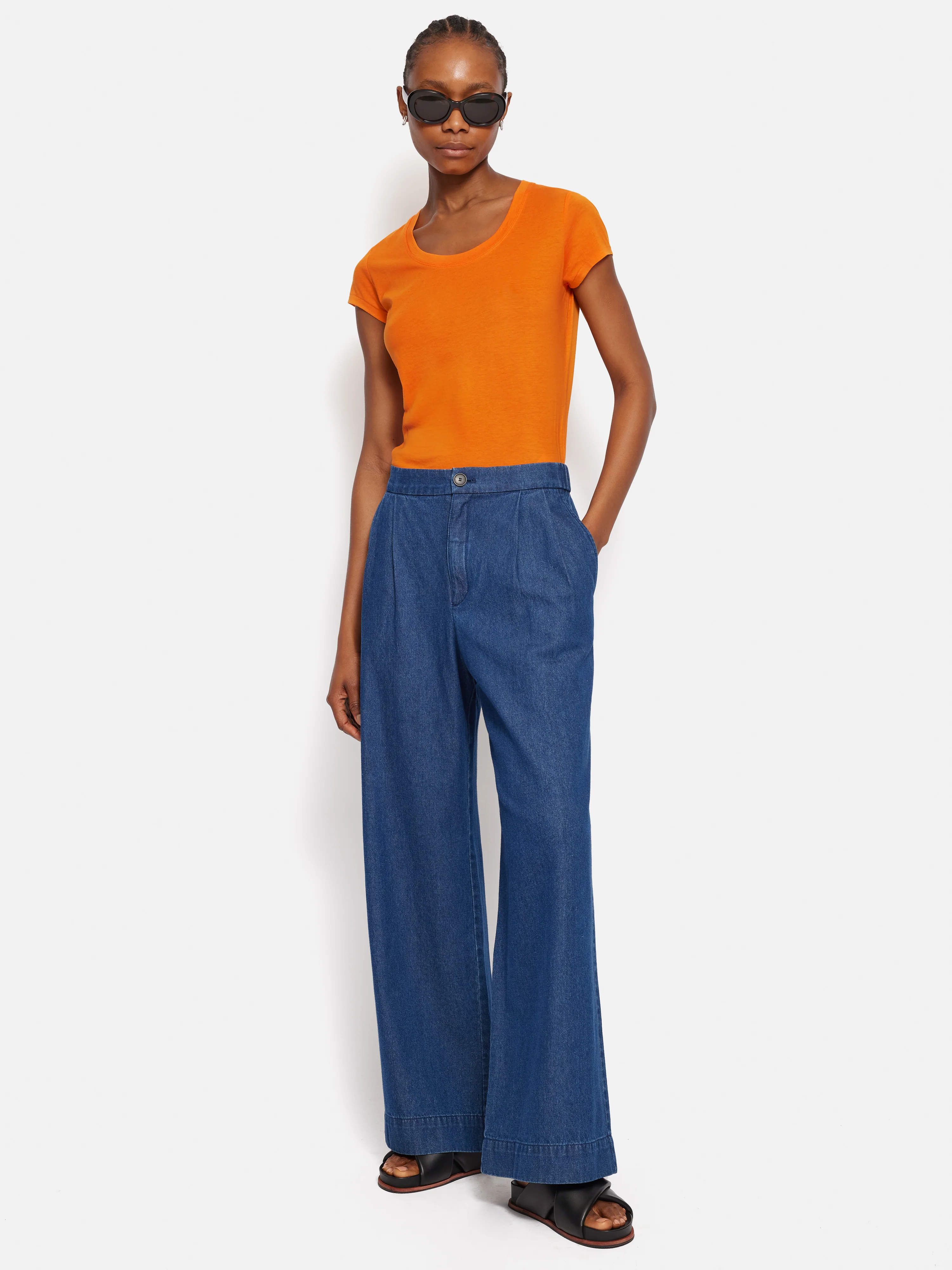 Supima Cotton Scoop Neck Tee | Pop Orange - Image 3