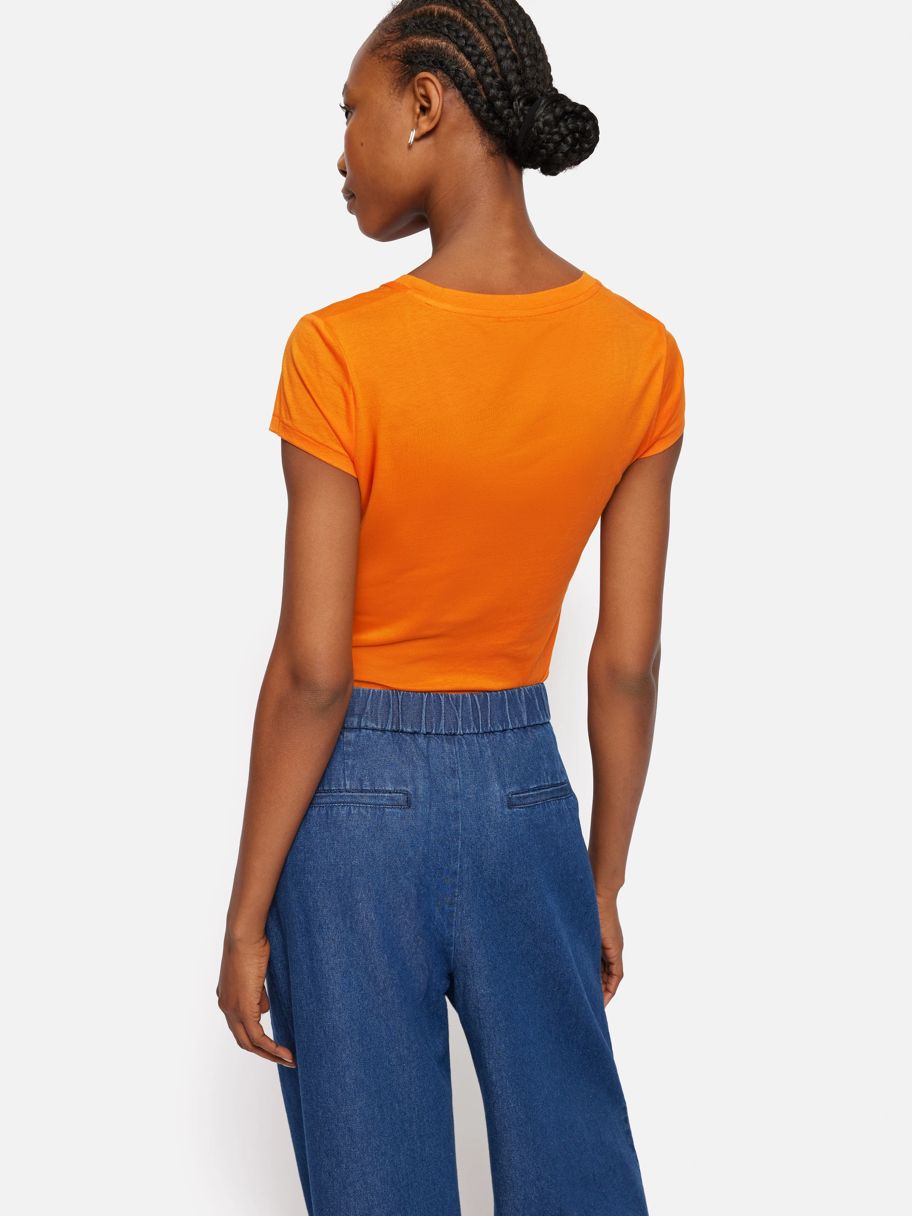 Supima Cotton Scoop Neck Tee | Pop Orange - Image 4