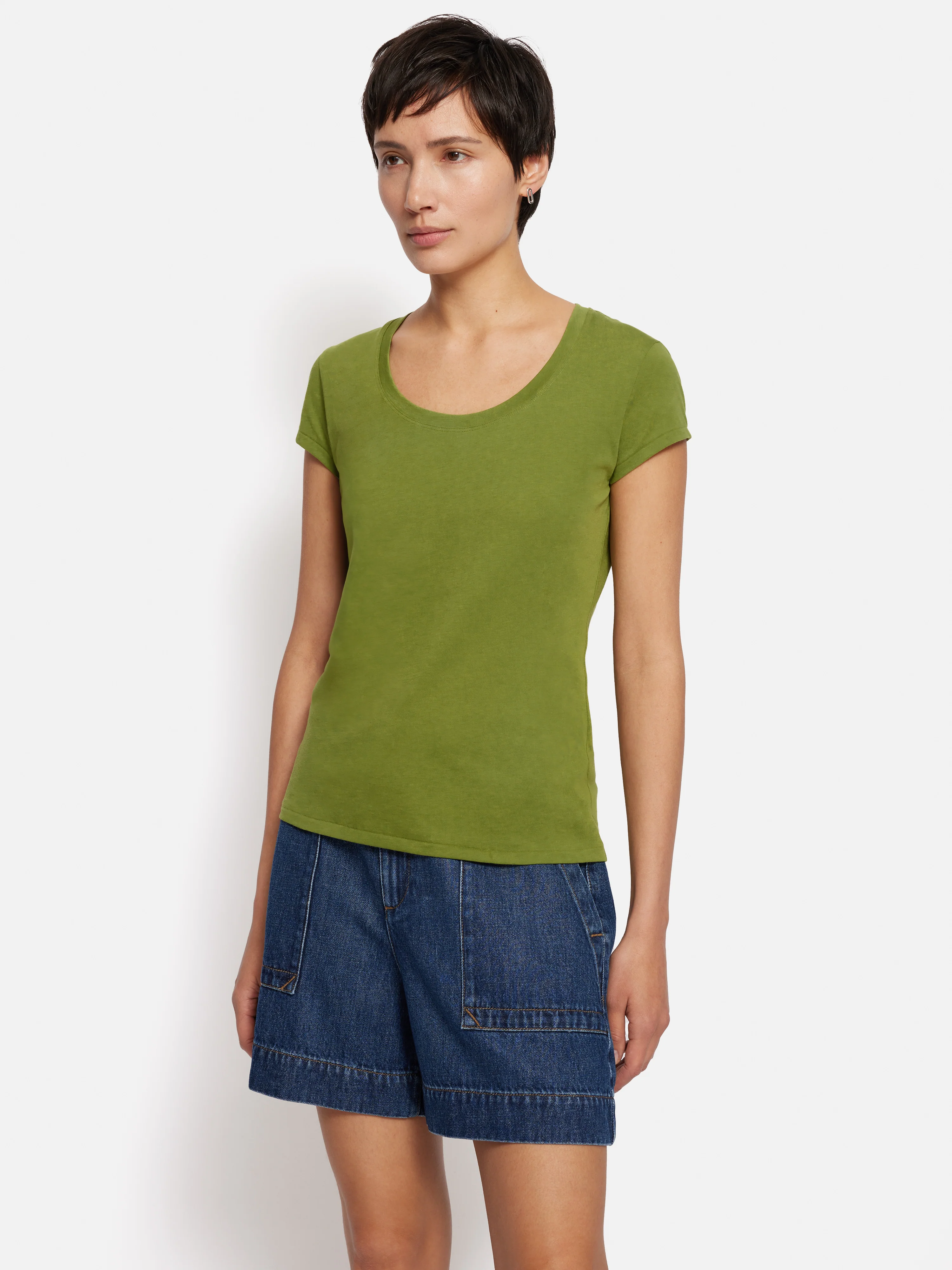 Supima Cotton Scoop Neck Tee | Yucca Green - Image 5