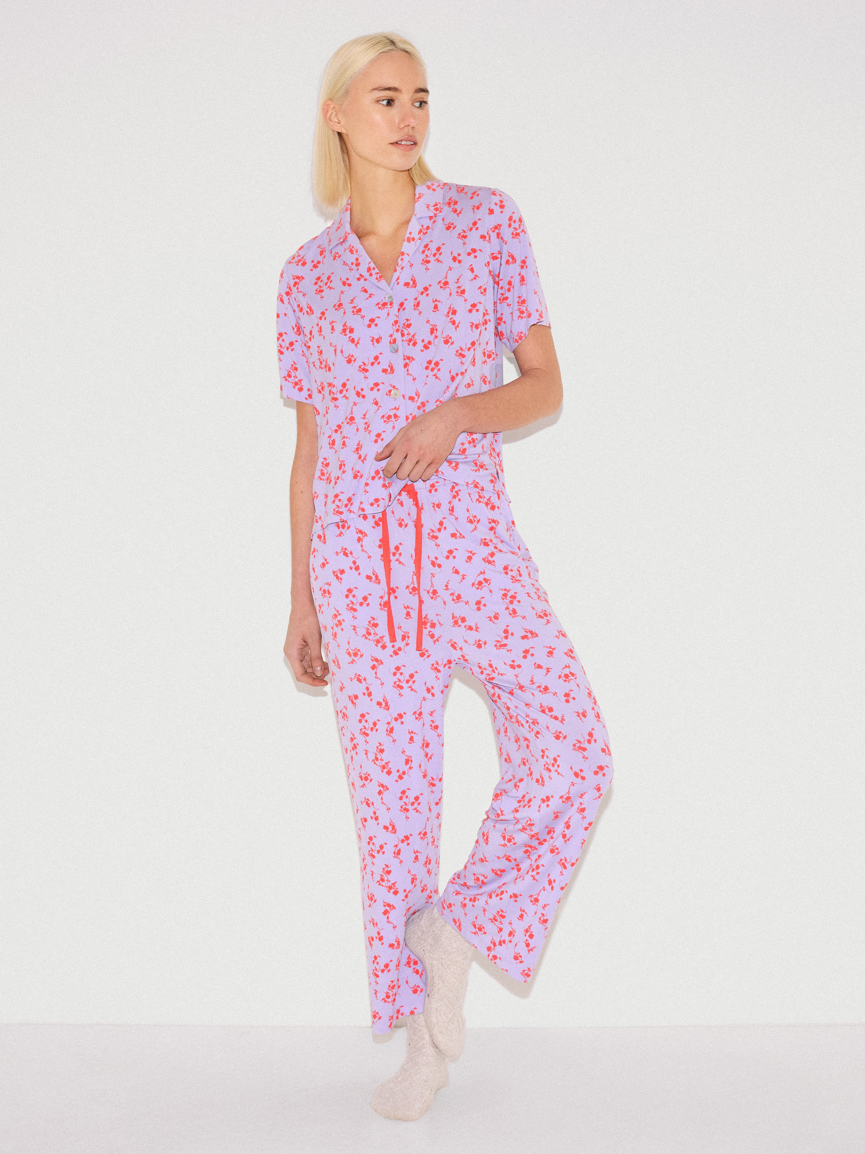 Swirl Posy Cropped Pyjama | LILAC - Image 2