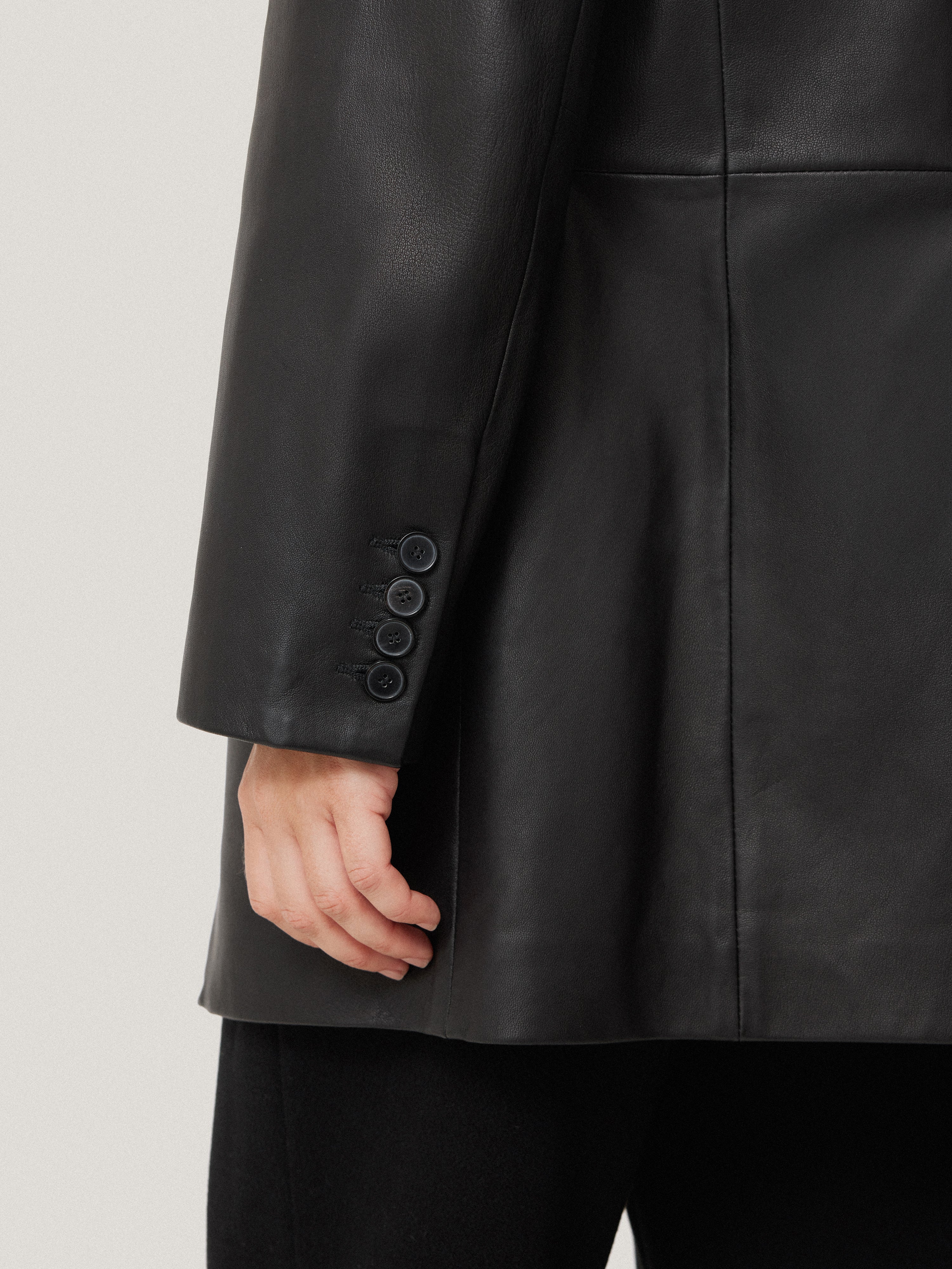 Tailored Leather Blazer | Black - Image 4