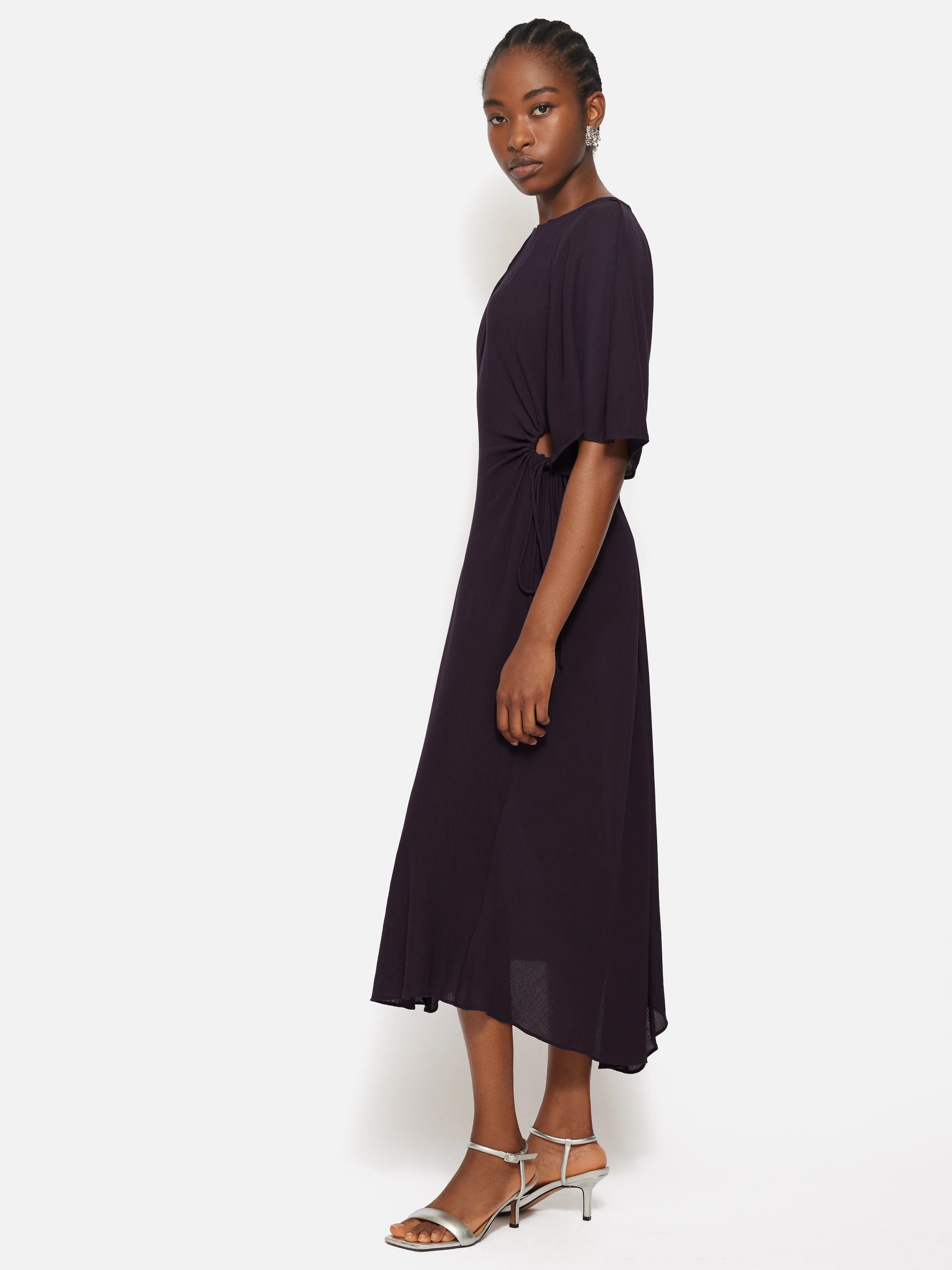 Textured Asymmetric Dress | Purple - Image 3