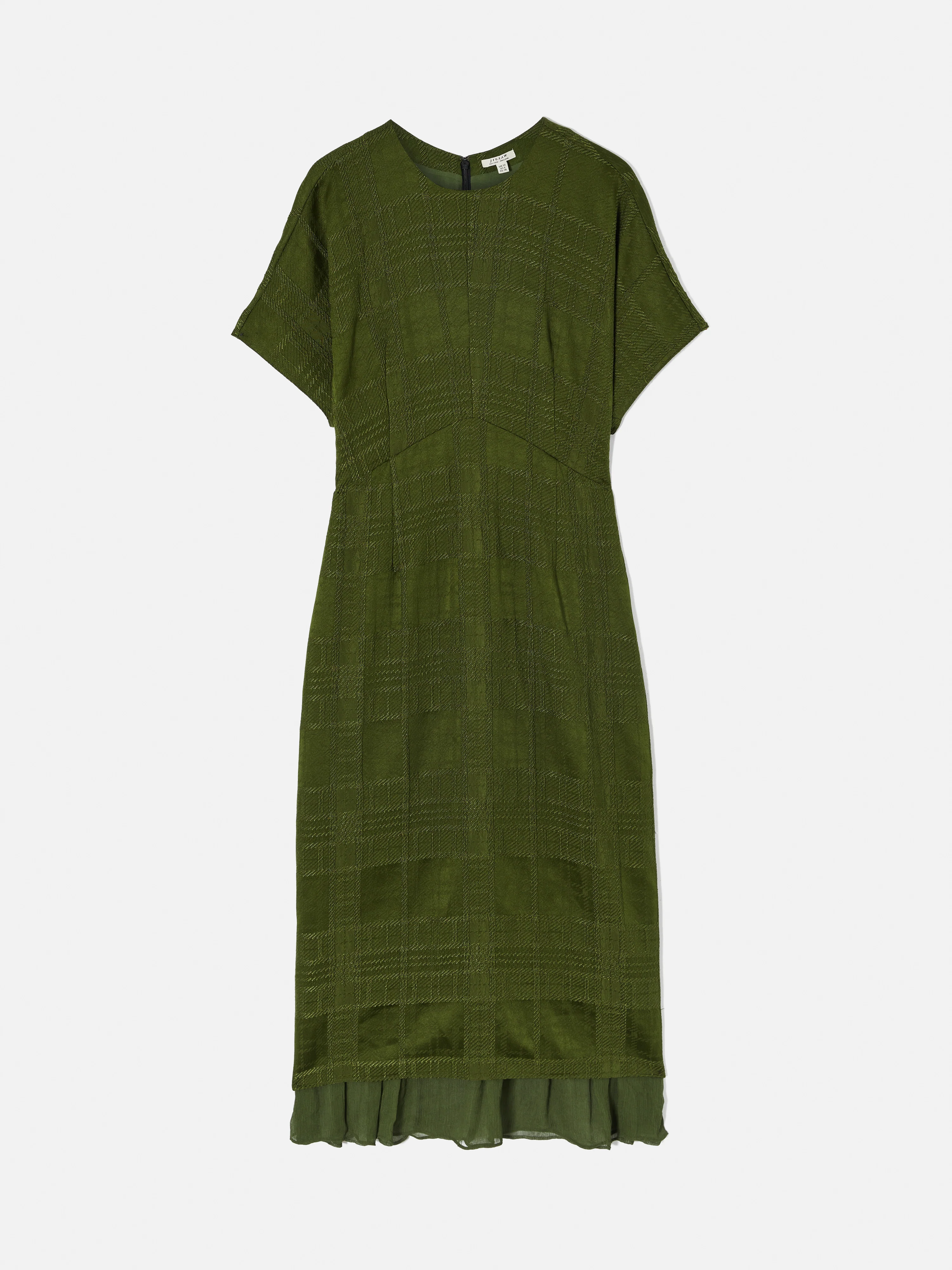 Textured Check Midi Dress | Green - Image 6