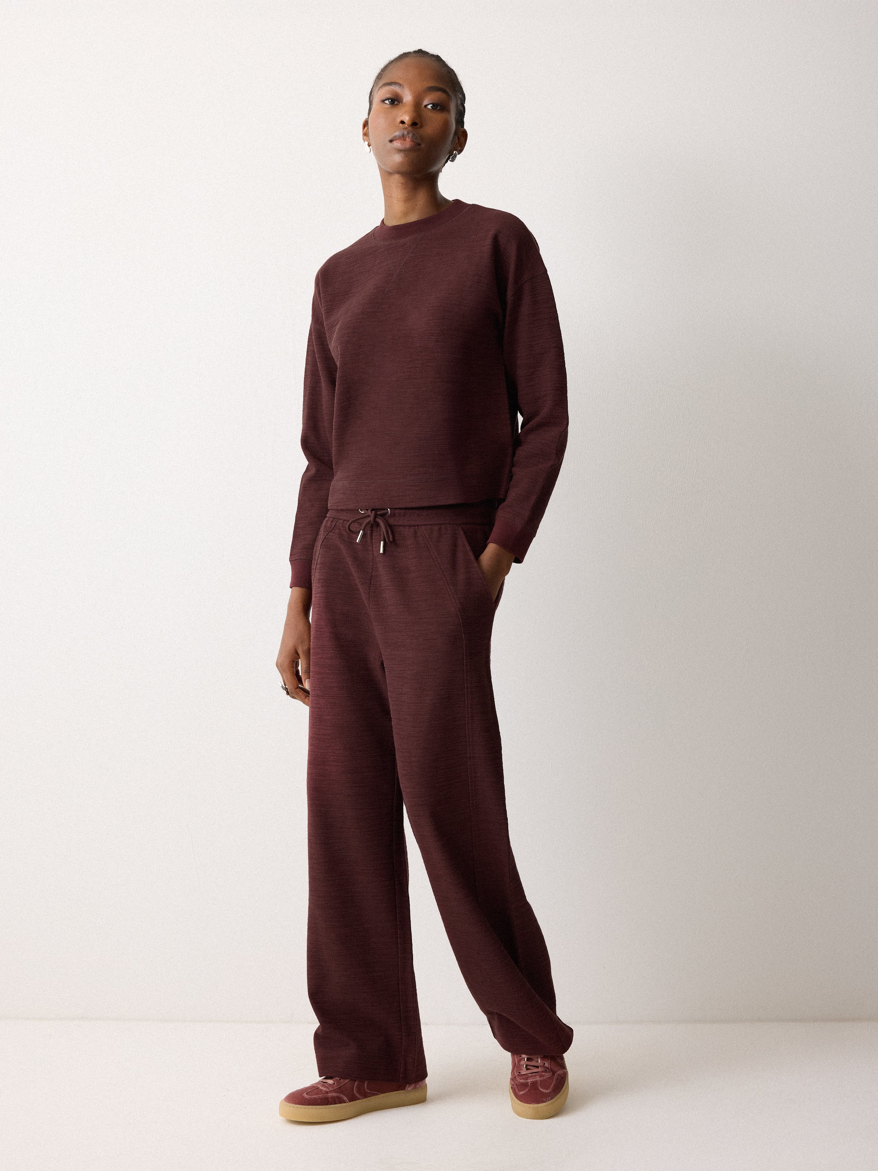 Textured Cotton Slub Sweatshirt | Purple - Image 3