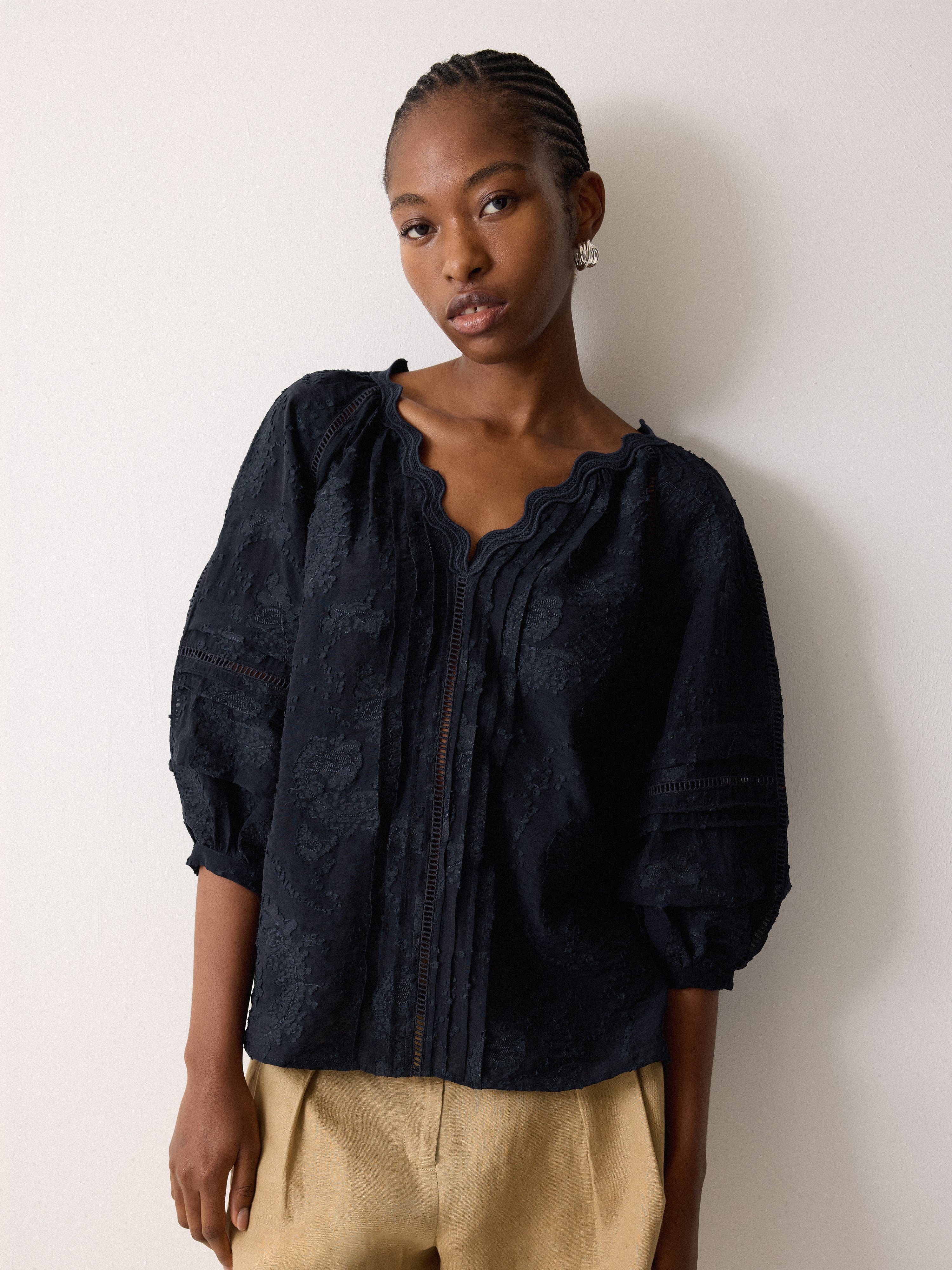 Textured Jacquard Top | Navy - Image 2