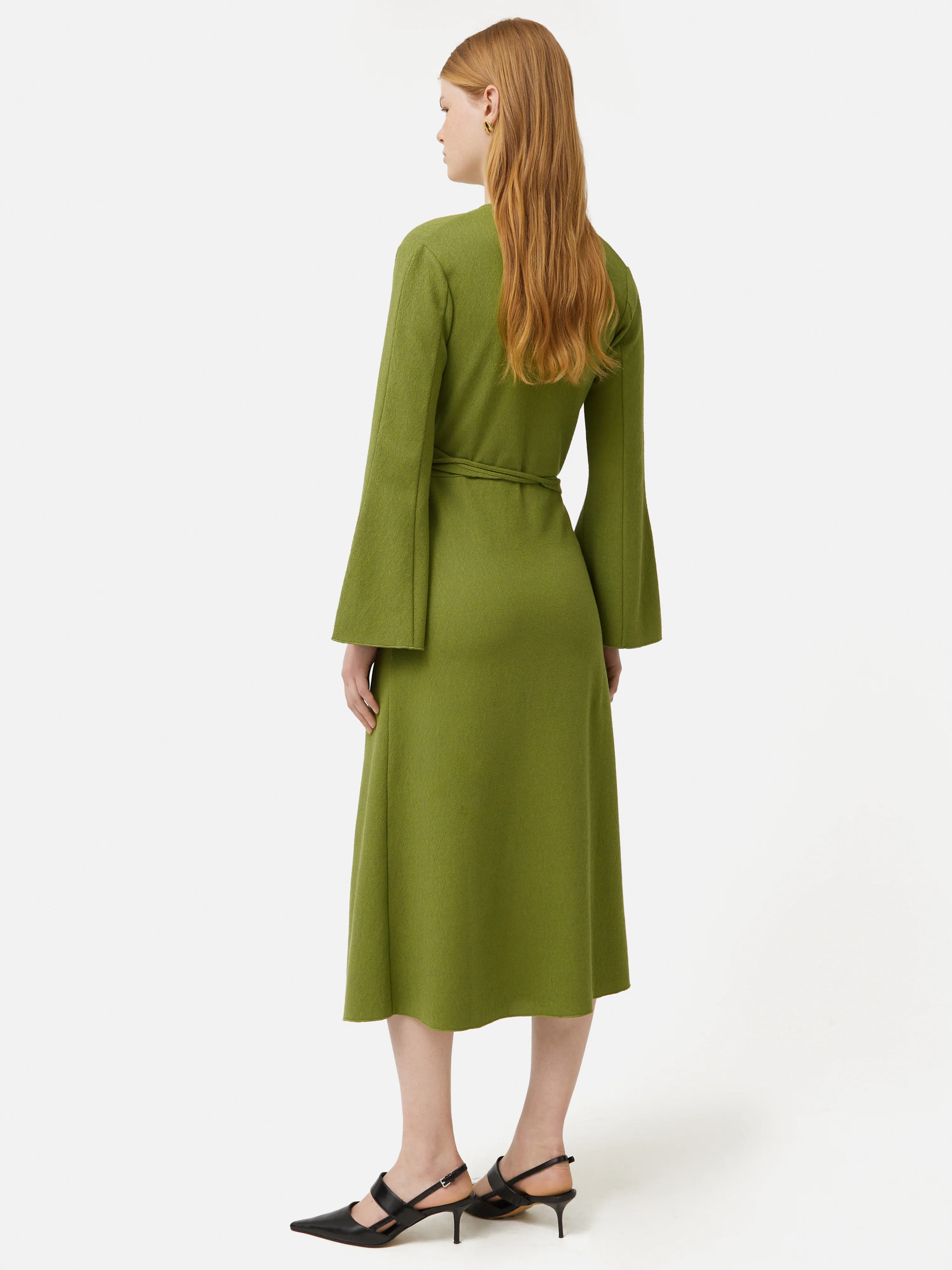 Textured Jersey Wrap Dress | Green - Image 4