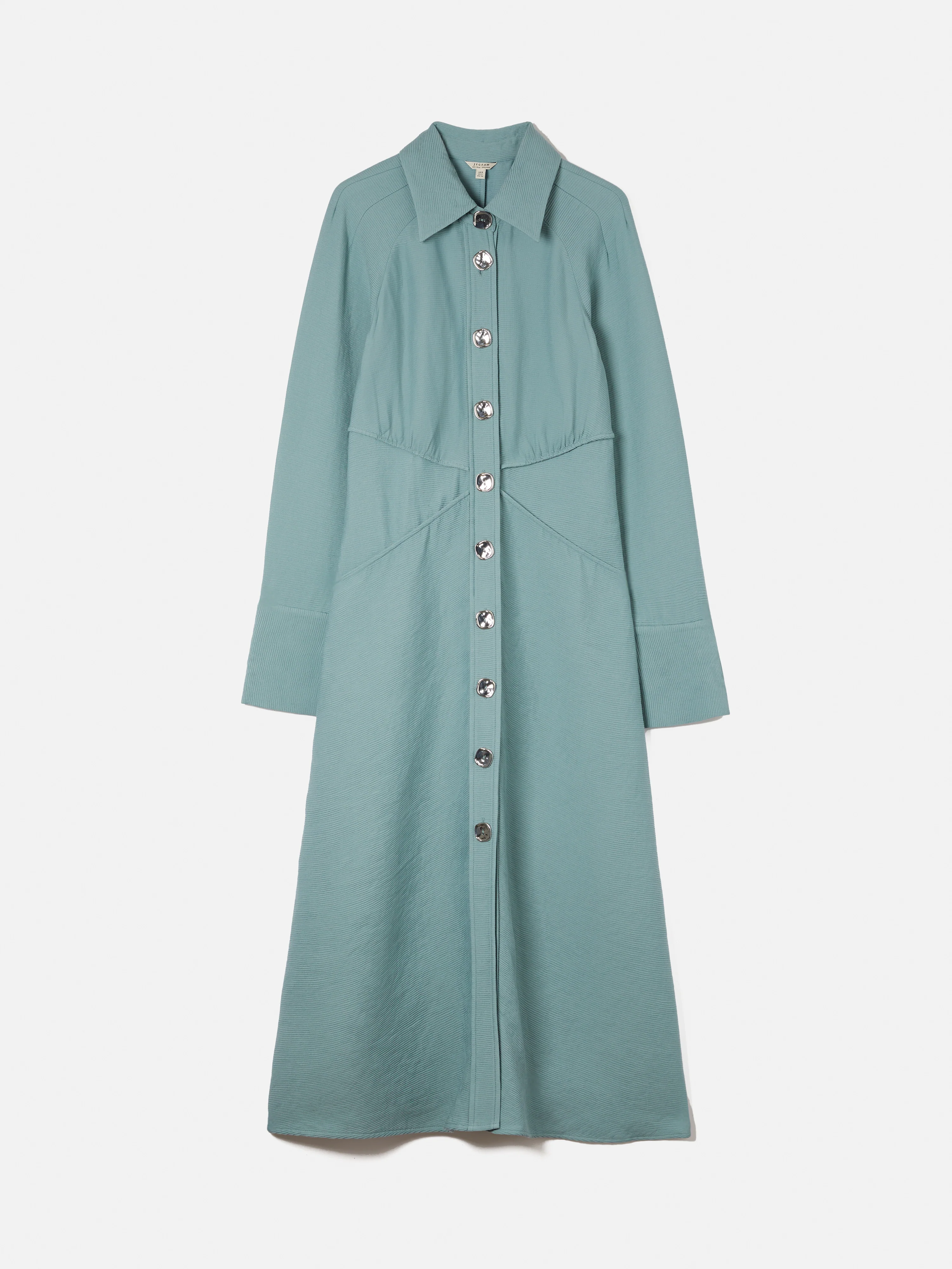 Textured Midi Shirt Dress | Blue - Image 8