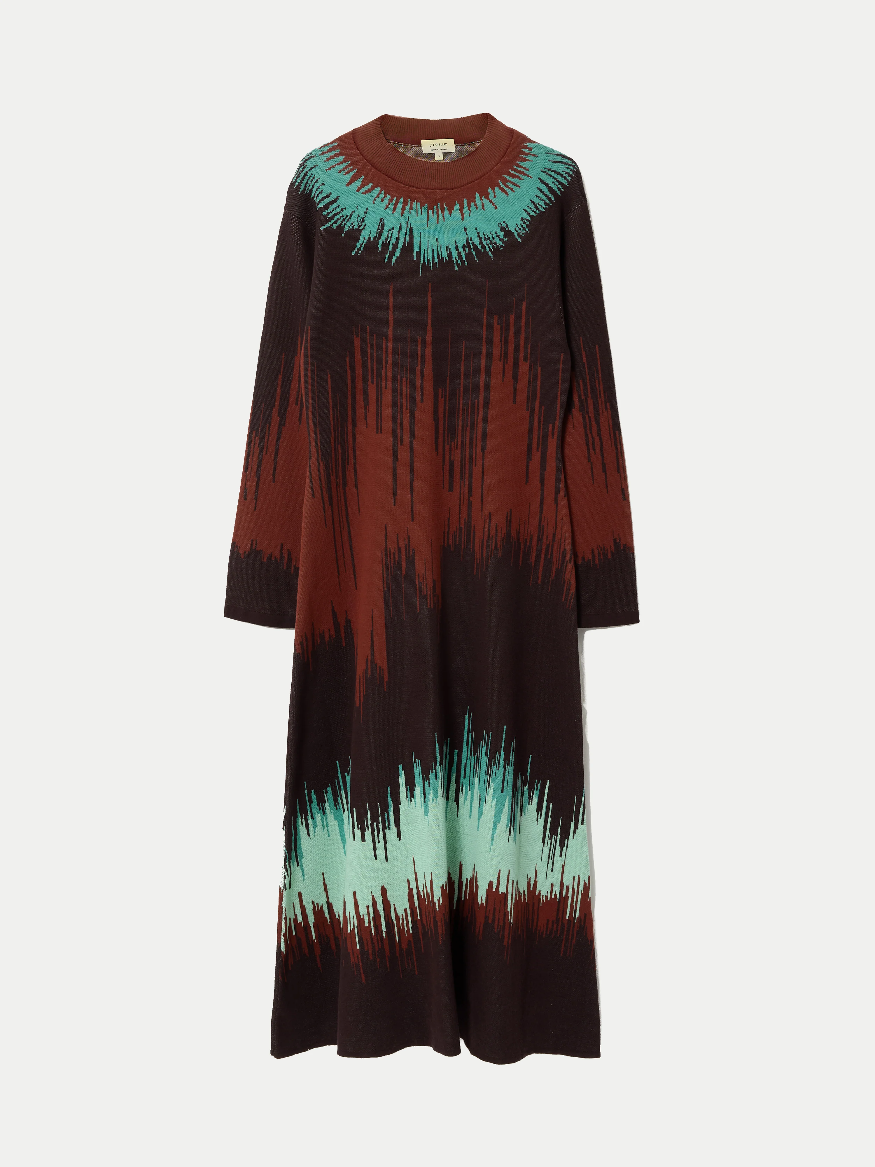 Tie Dye Jacquard Dress | Brown - Image 6