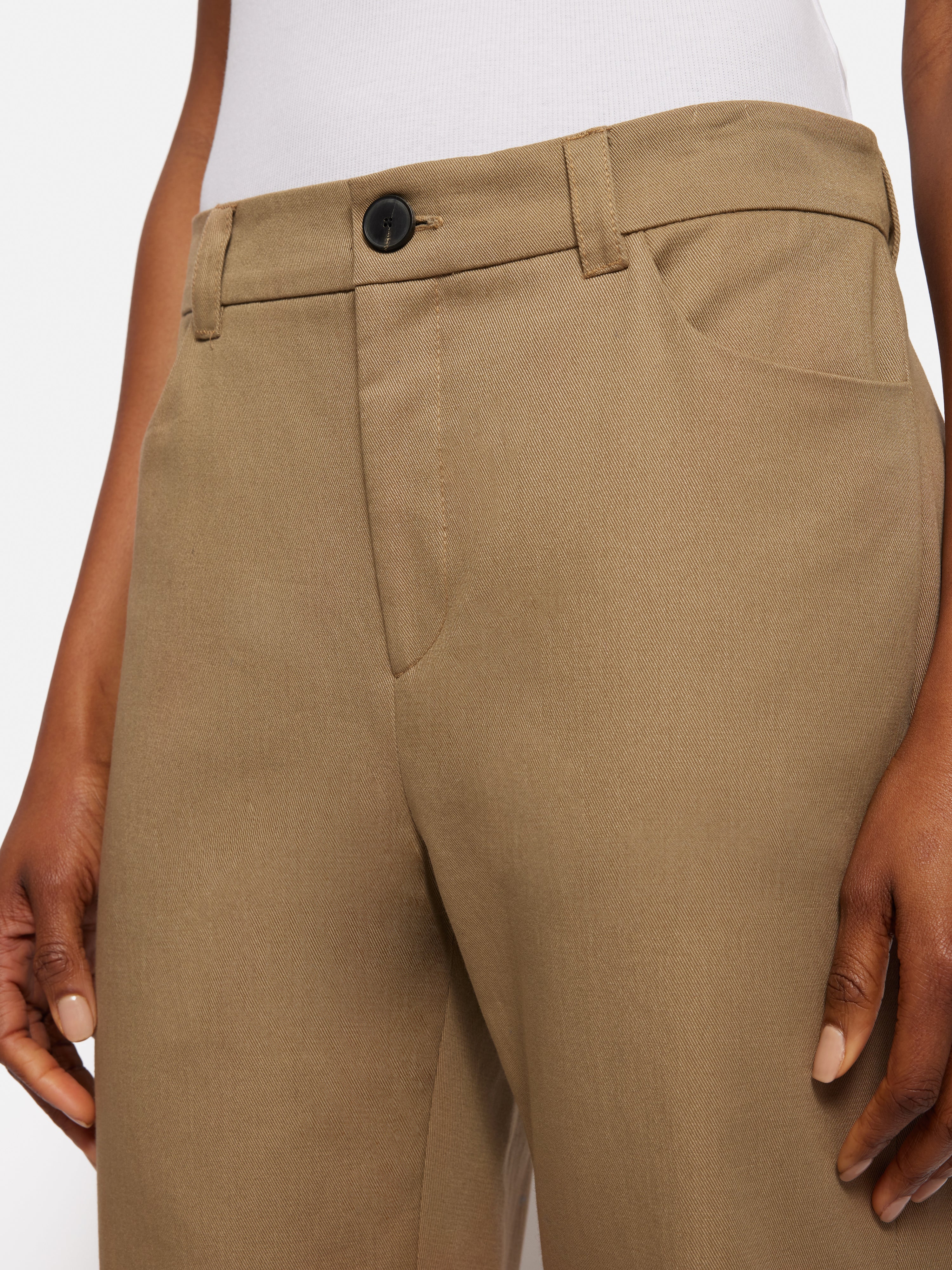 Turn Up Cotton Drill Trouser | Stone - Image 4