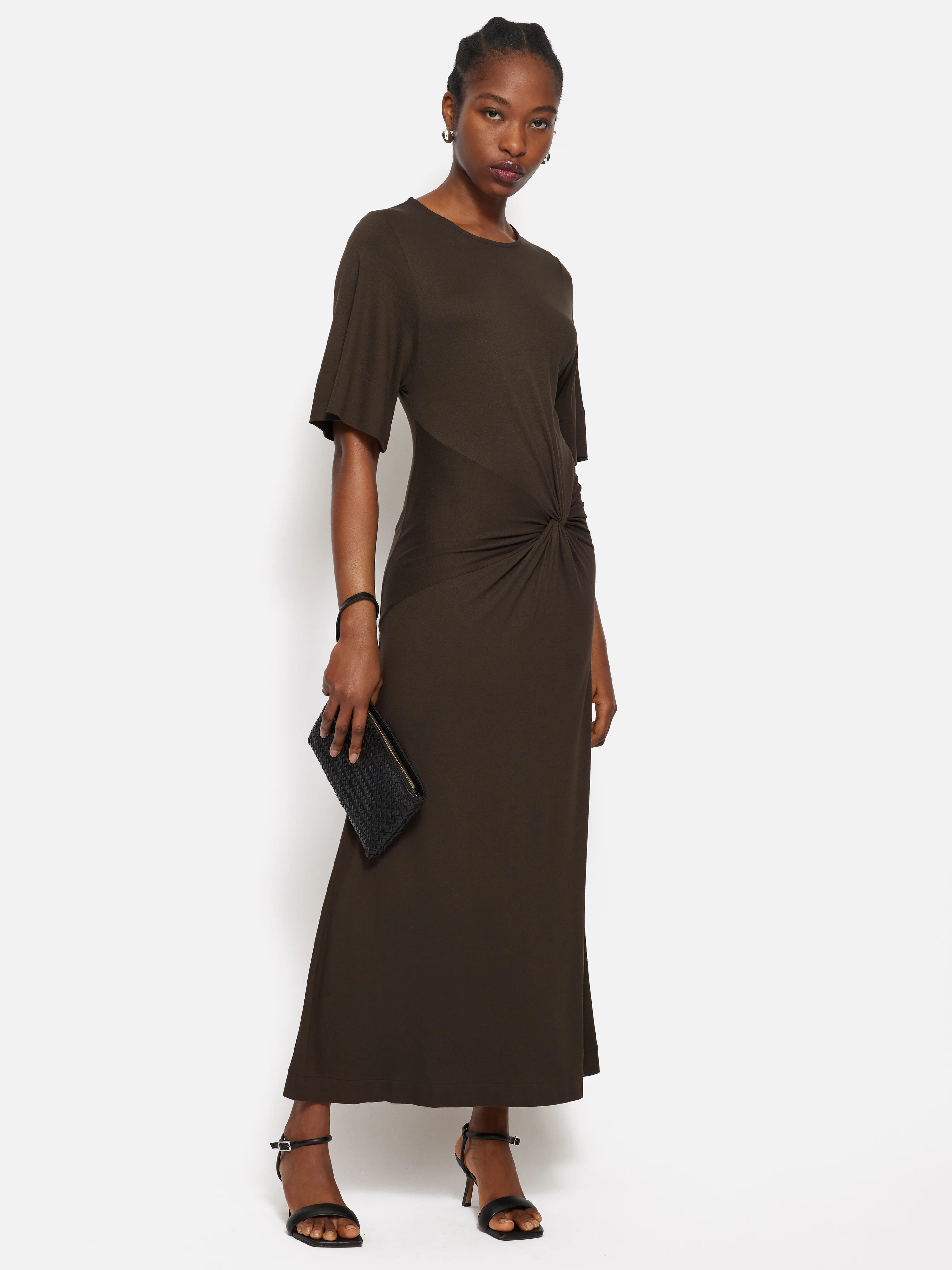 Twist Front Dress | Brown - Image 4