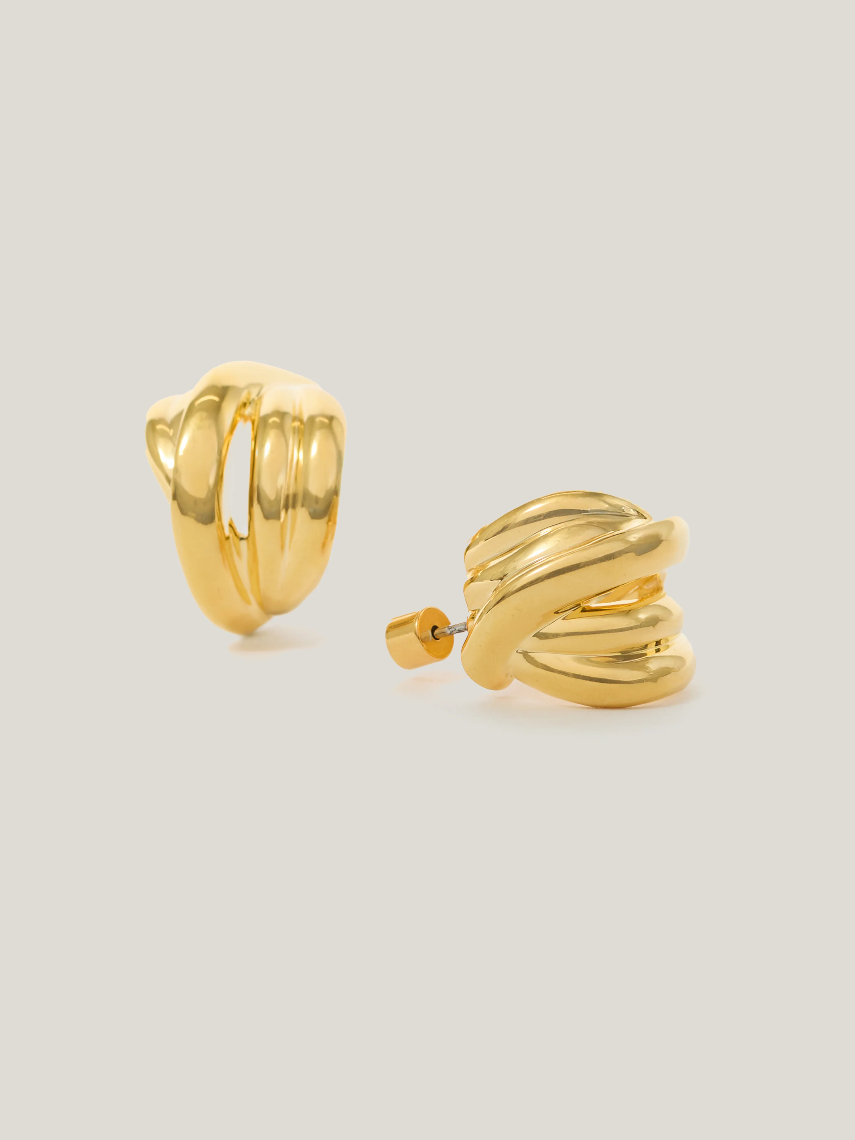 Twisted Dome Hoop Earring | Gold - Image 4