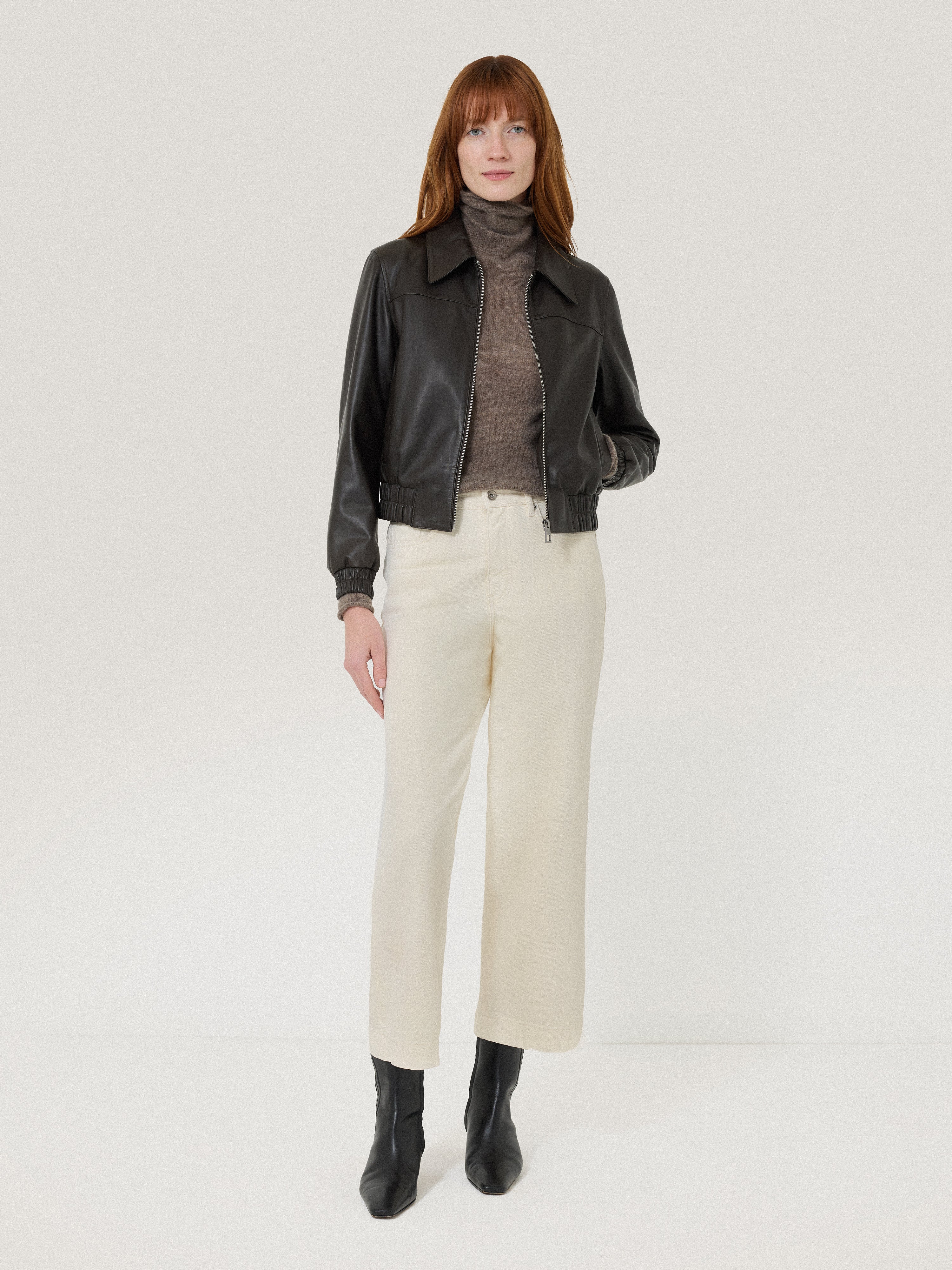 Tyne Wide Leg Cropped Jean | Ecru - Image 6