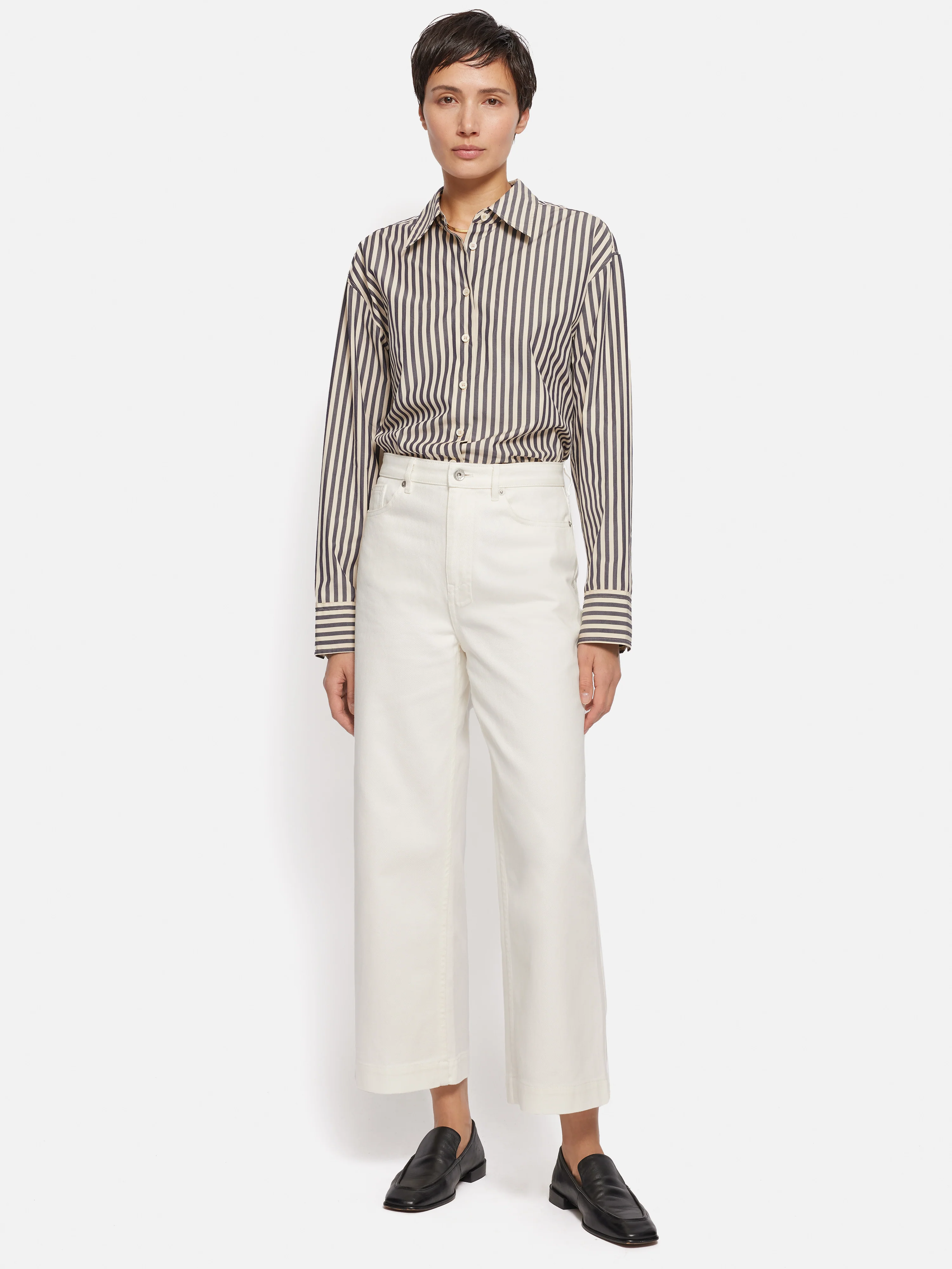 Tyne Wide Leg Cropped Jean | White - Image 3