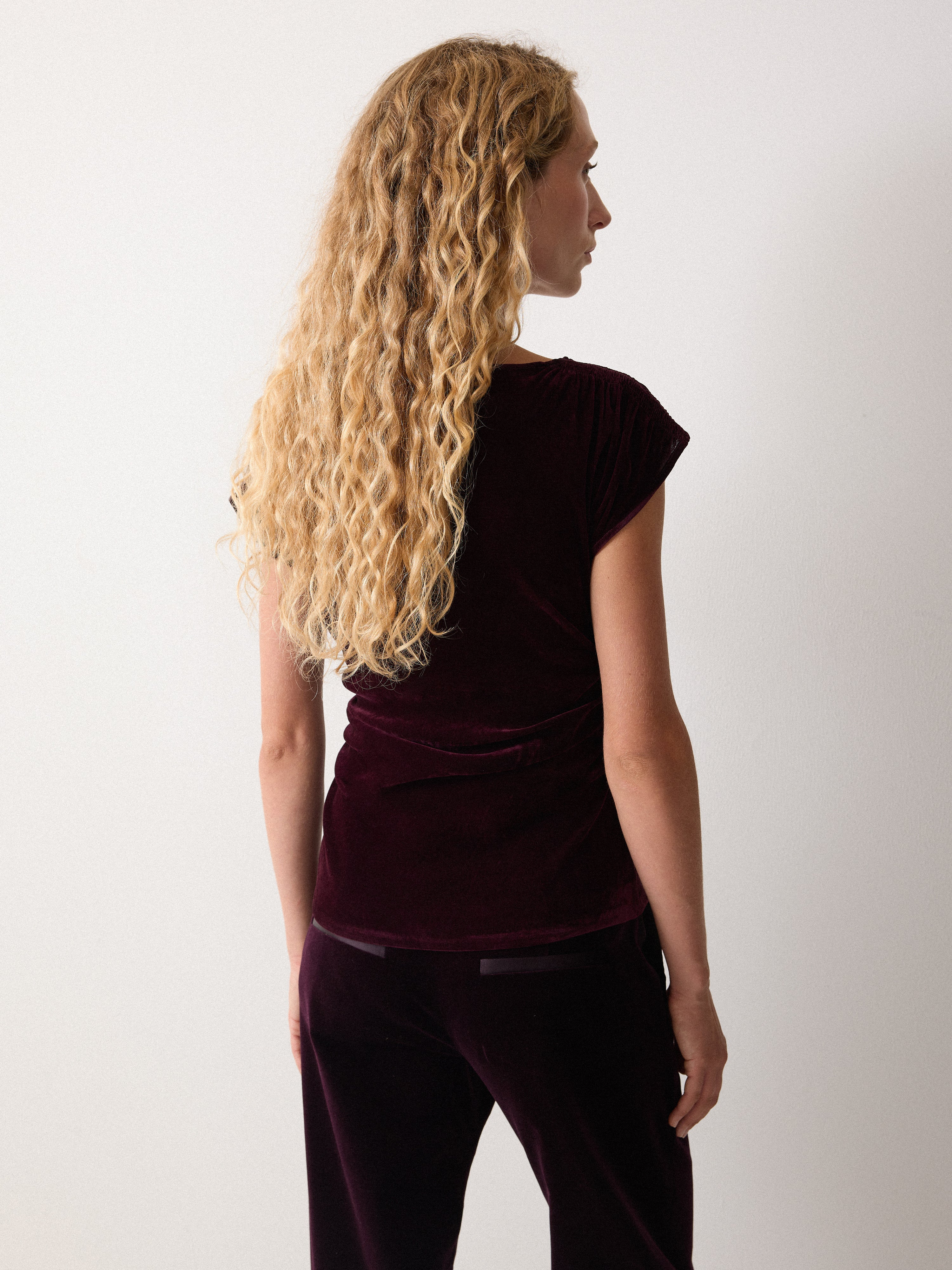 Velvet Gathered Top | Purple - Image 4