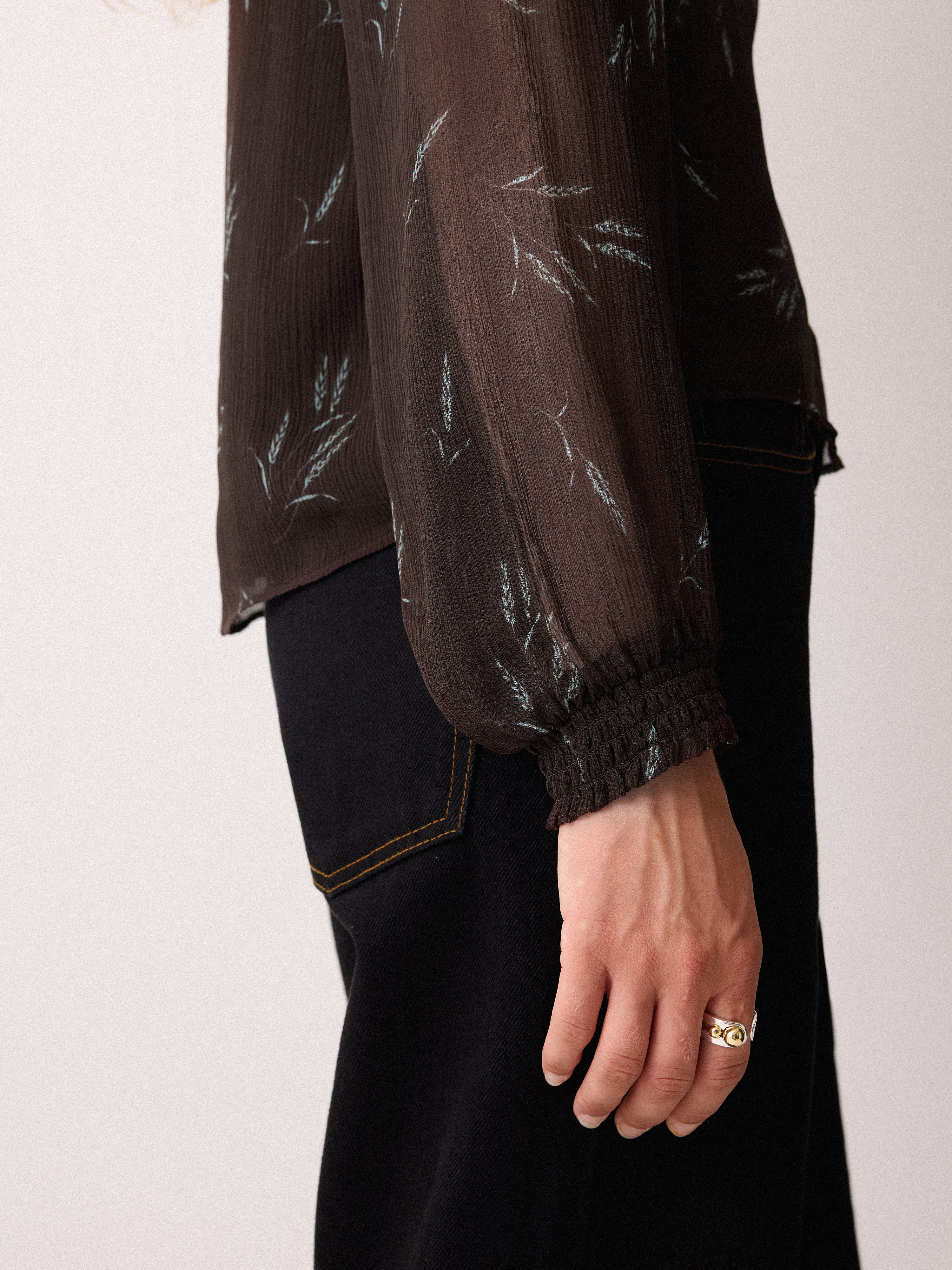 Wheat Flower Cowl Neck Top | Brown - Image 4