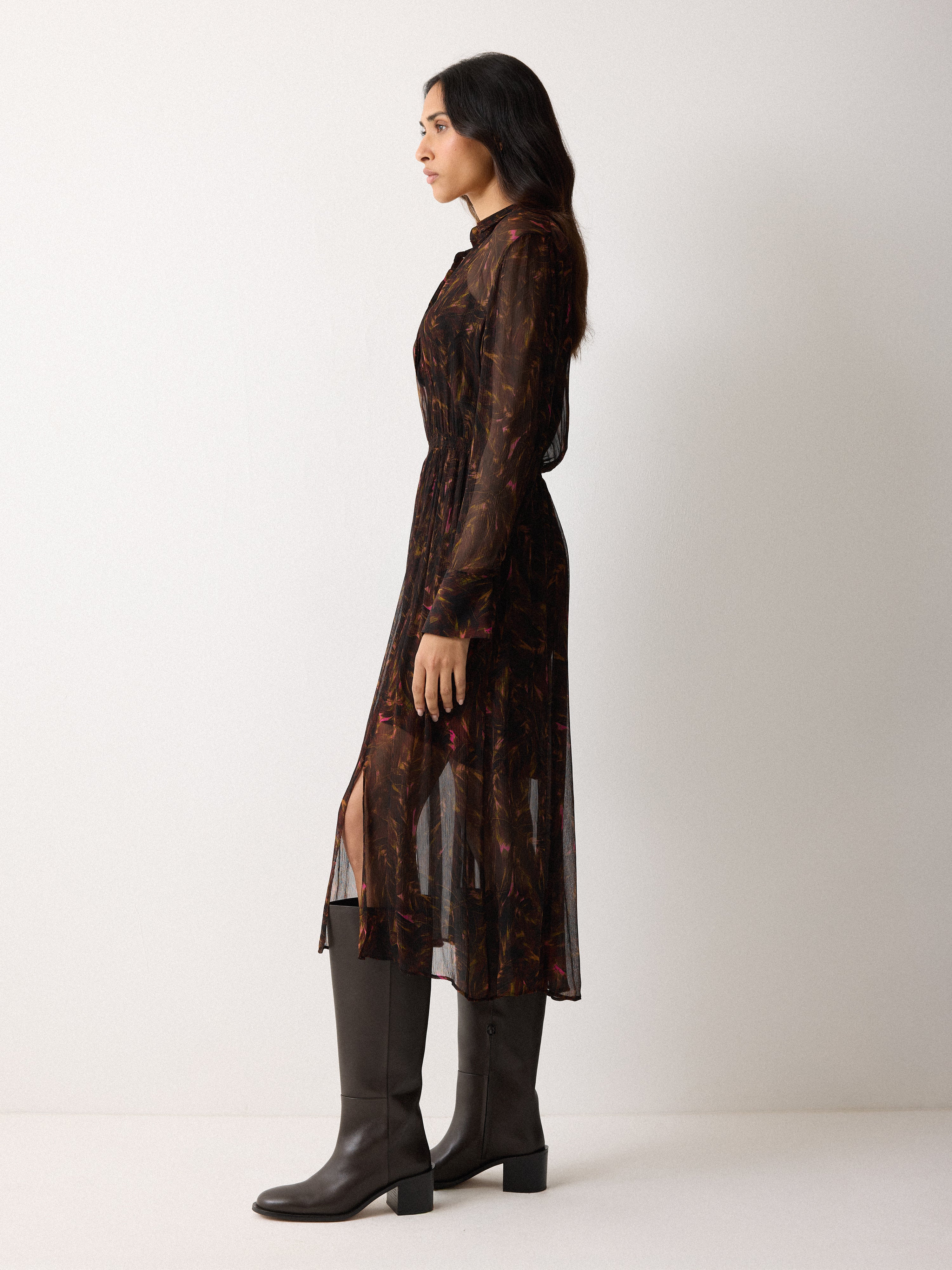 Wild Feather Shirt Dress | Brown - Image 6