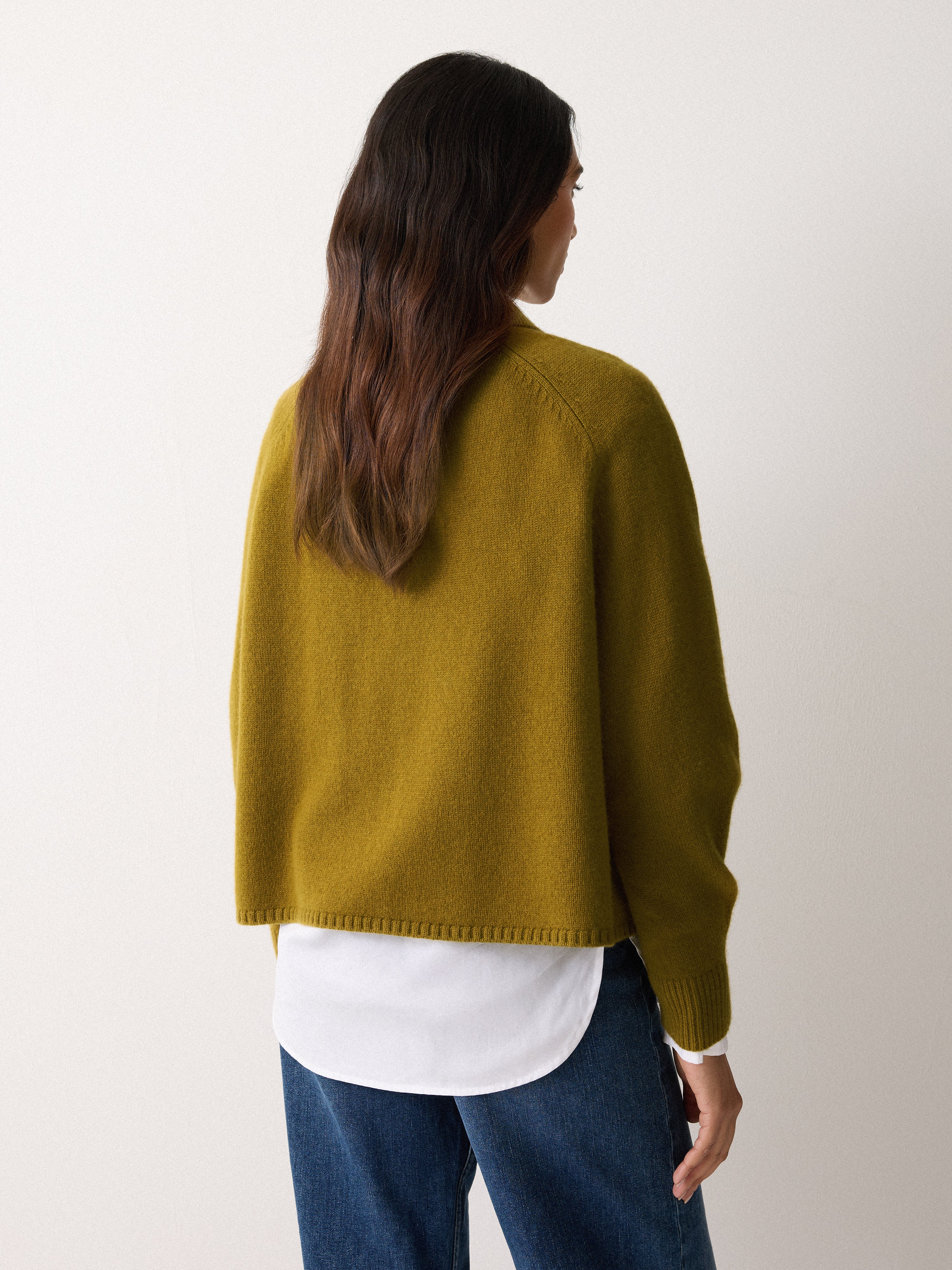 Wool Blend Collar Cardigan | Green - Image 3