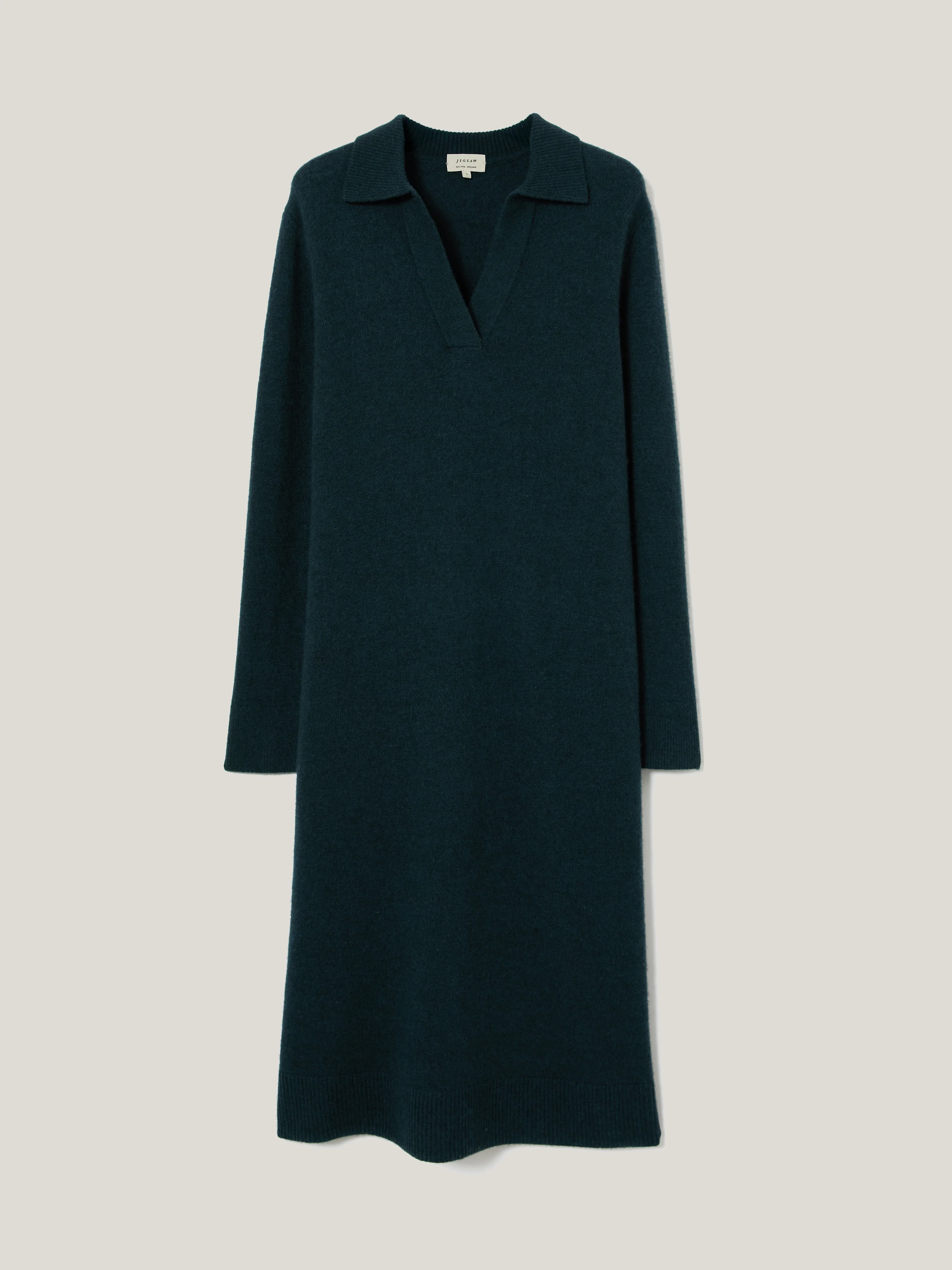Wool Blend Collar Dress | Green - Image 5