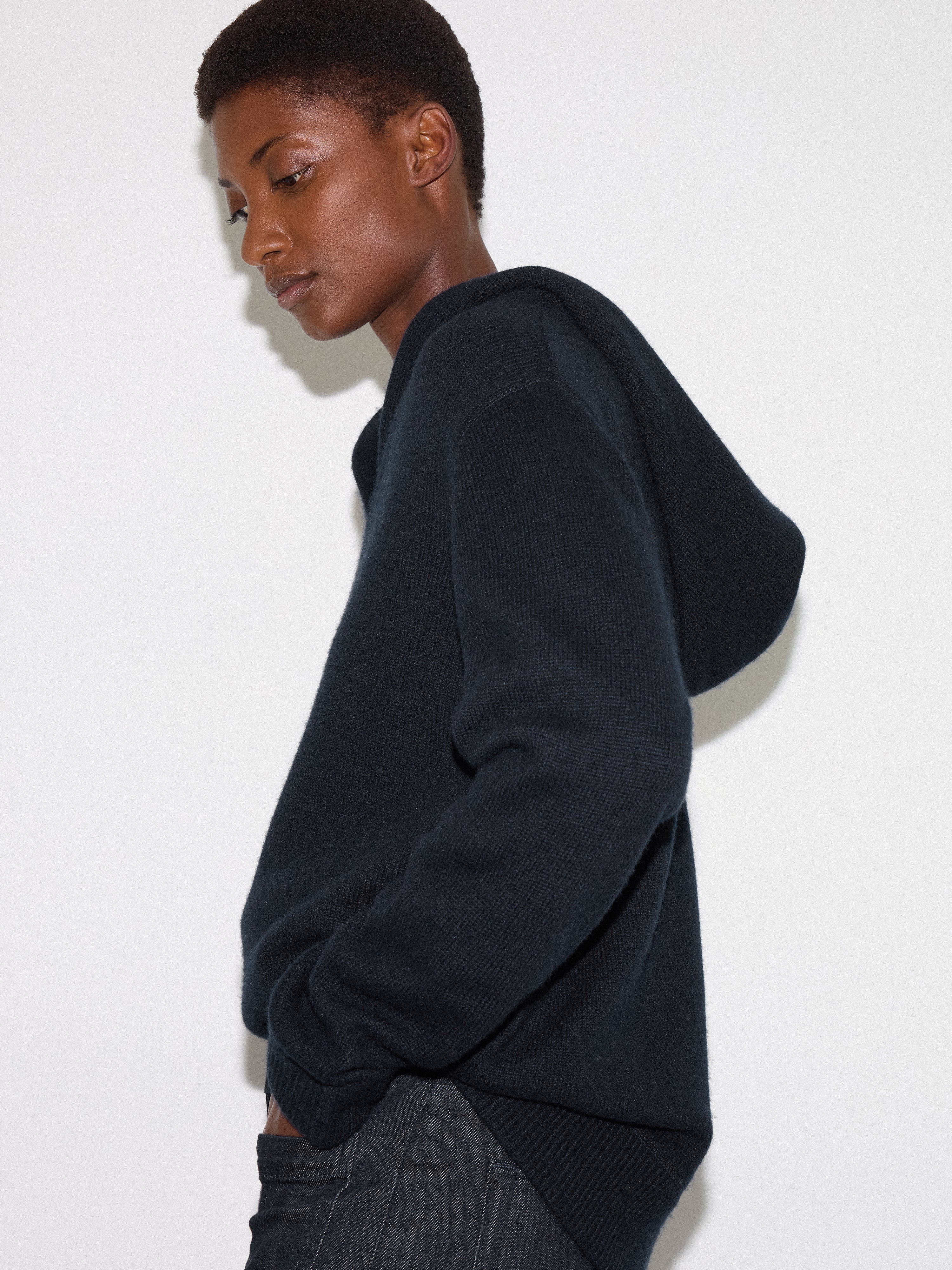 Wool Blend Hooded Jumper | Navy - Image 3