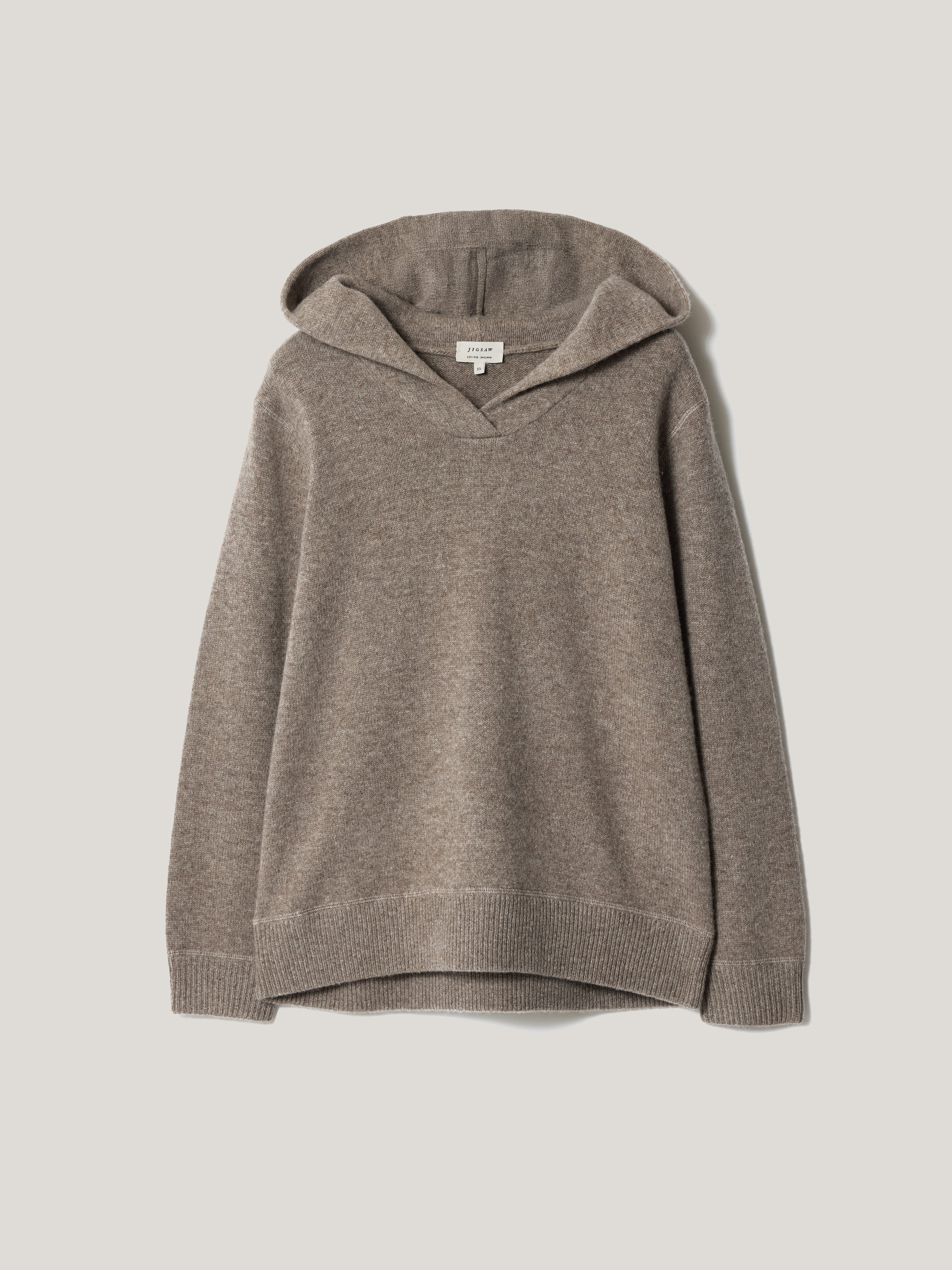 Wool Blend Hooded Jumper | Taupe - Image 7
