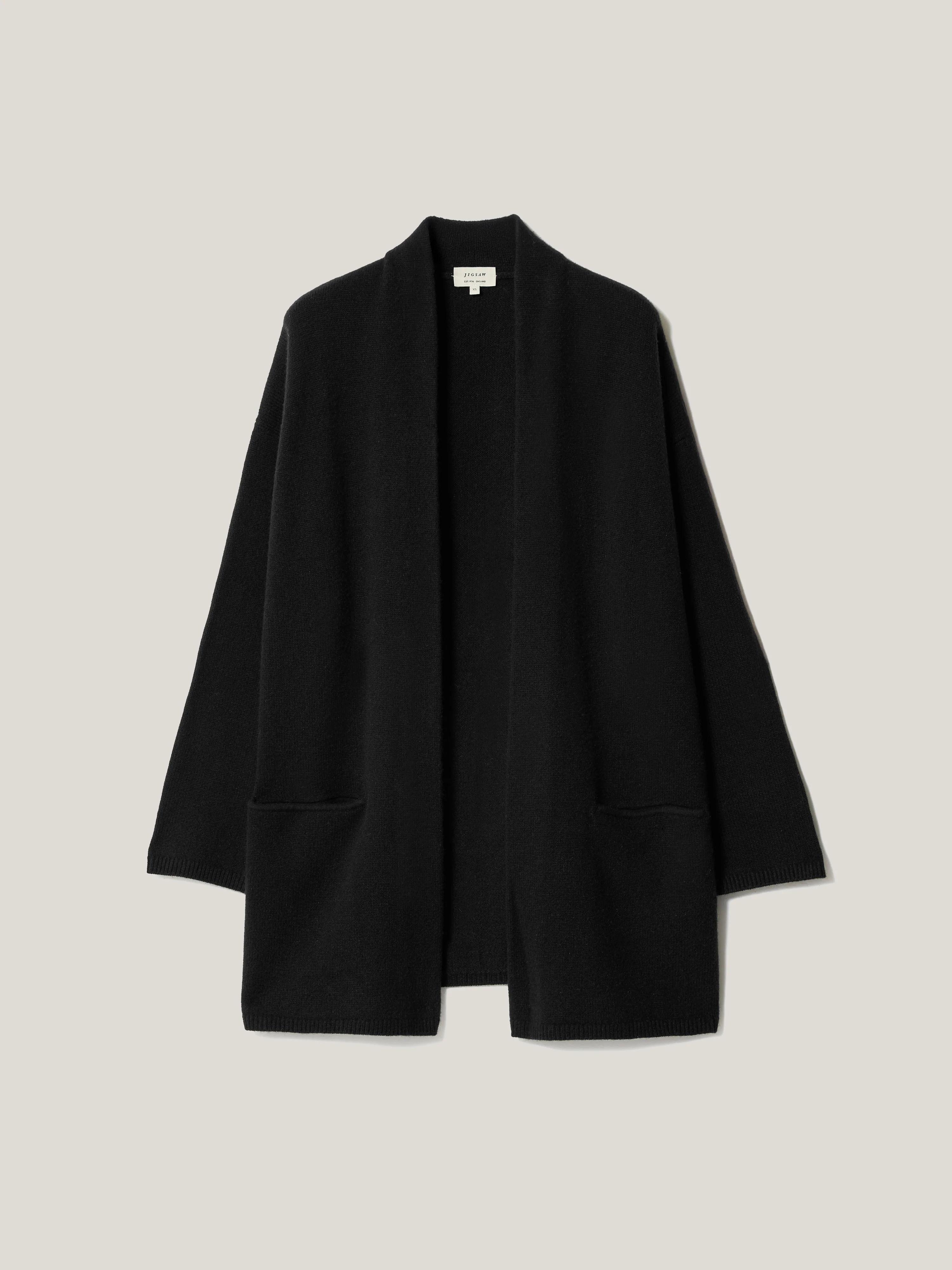 Wool Blend Relaxed Cardigan | Black - Image 6