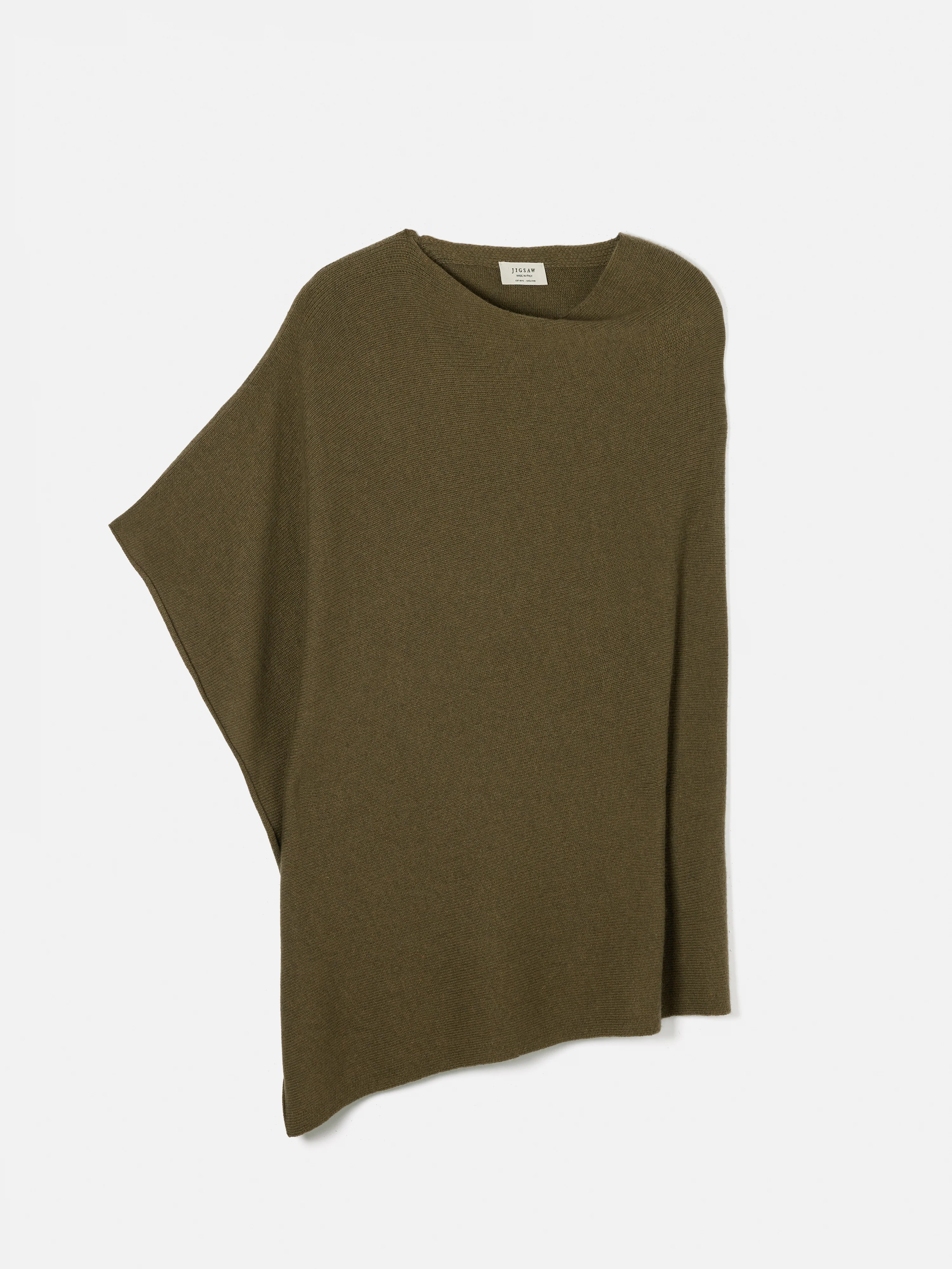 Wool Cashmere Blend Drape Poncho | Green - Image 7