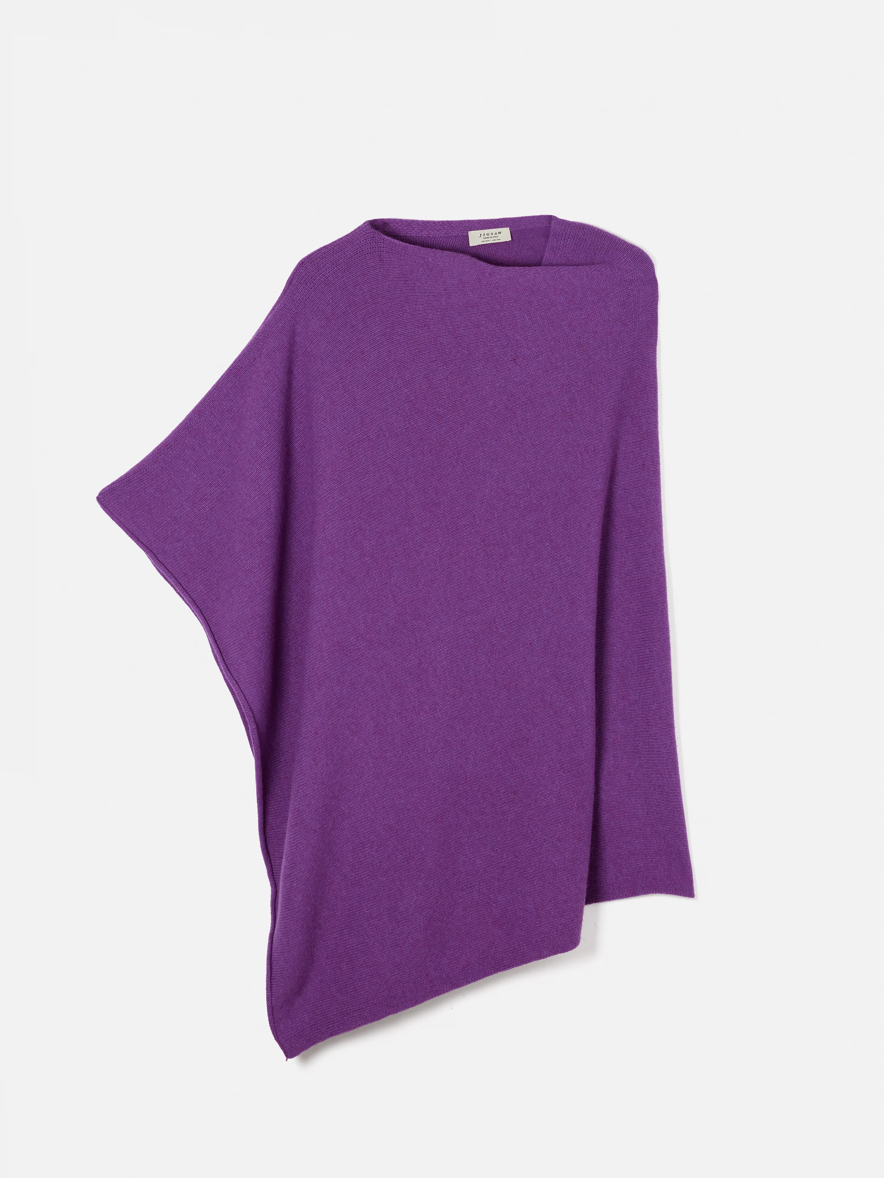Wool Cashmere Blend Drape Poncho | Purple - Image 5