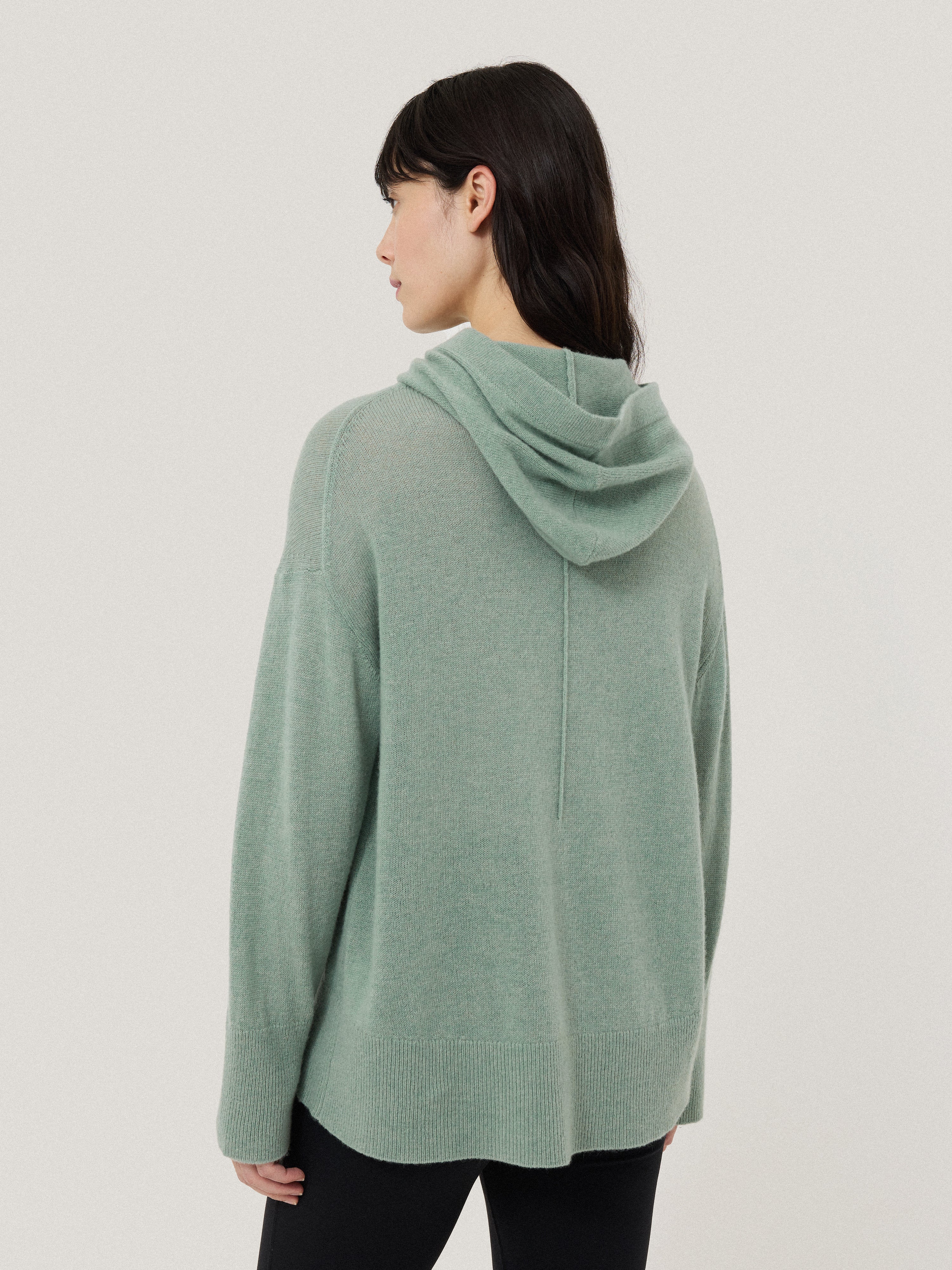 Wool Cashmere Blend Hoodie | Green - Image 4