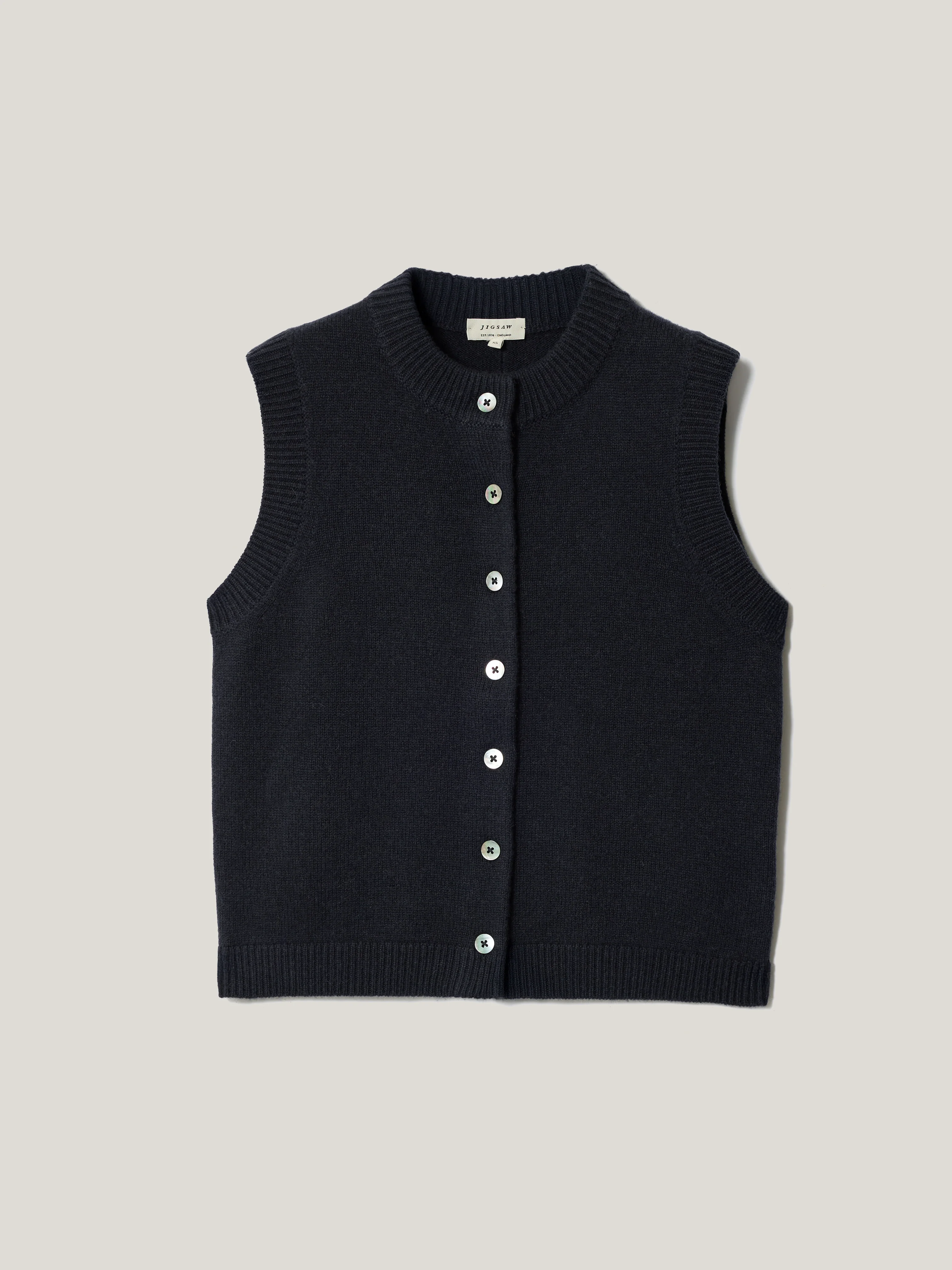 Wool Cashmere Blend Waistcoat | Navy - Image 6