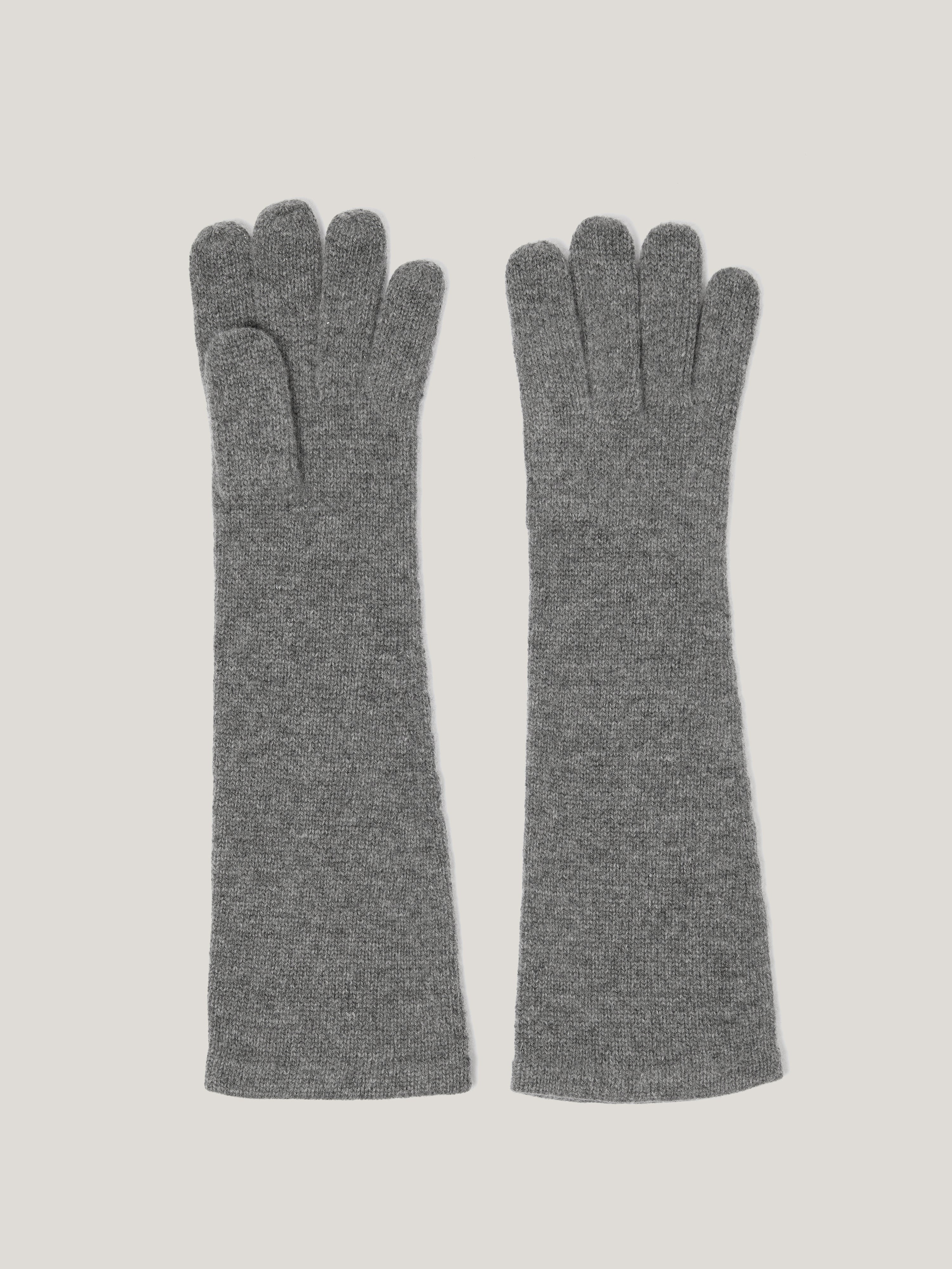Wool Cashmere Long Gloves | Grey - Image 5