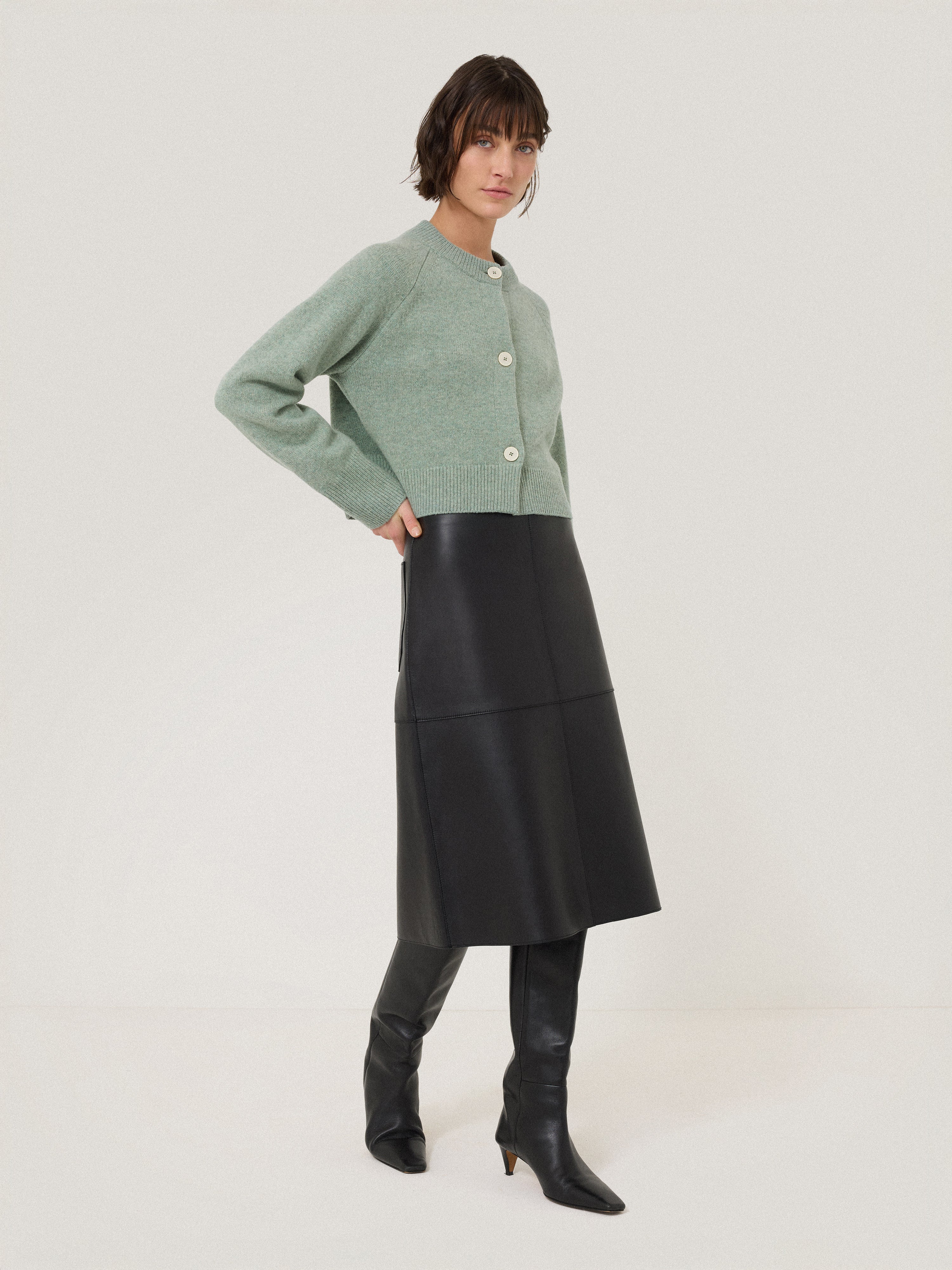Wool Cropped Cardigan | Mint - Image 3