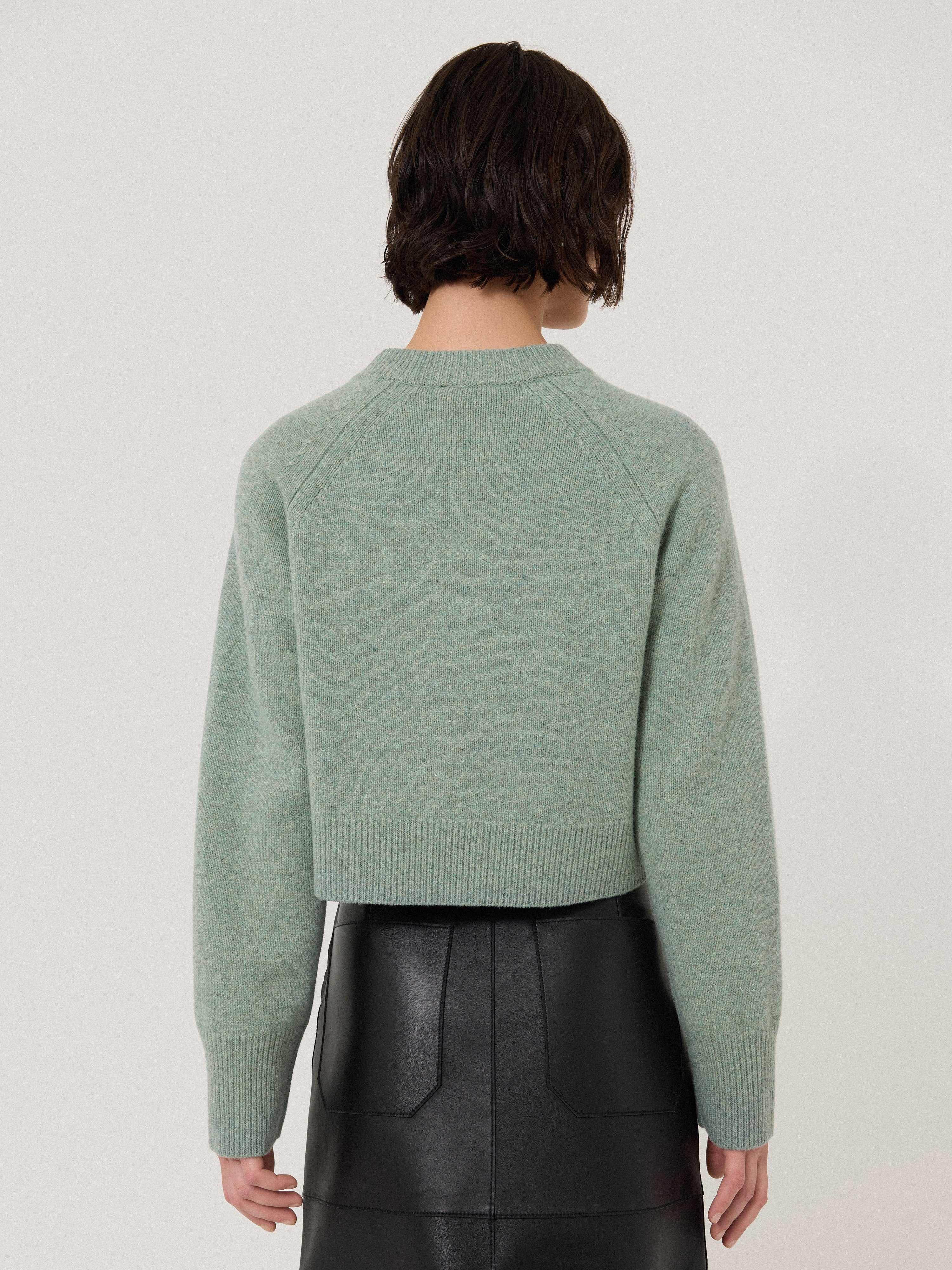 Wool Cropped Cardigan | Mint - Image 4