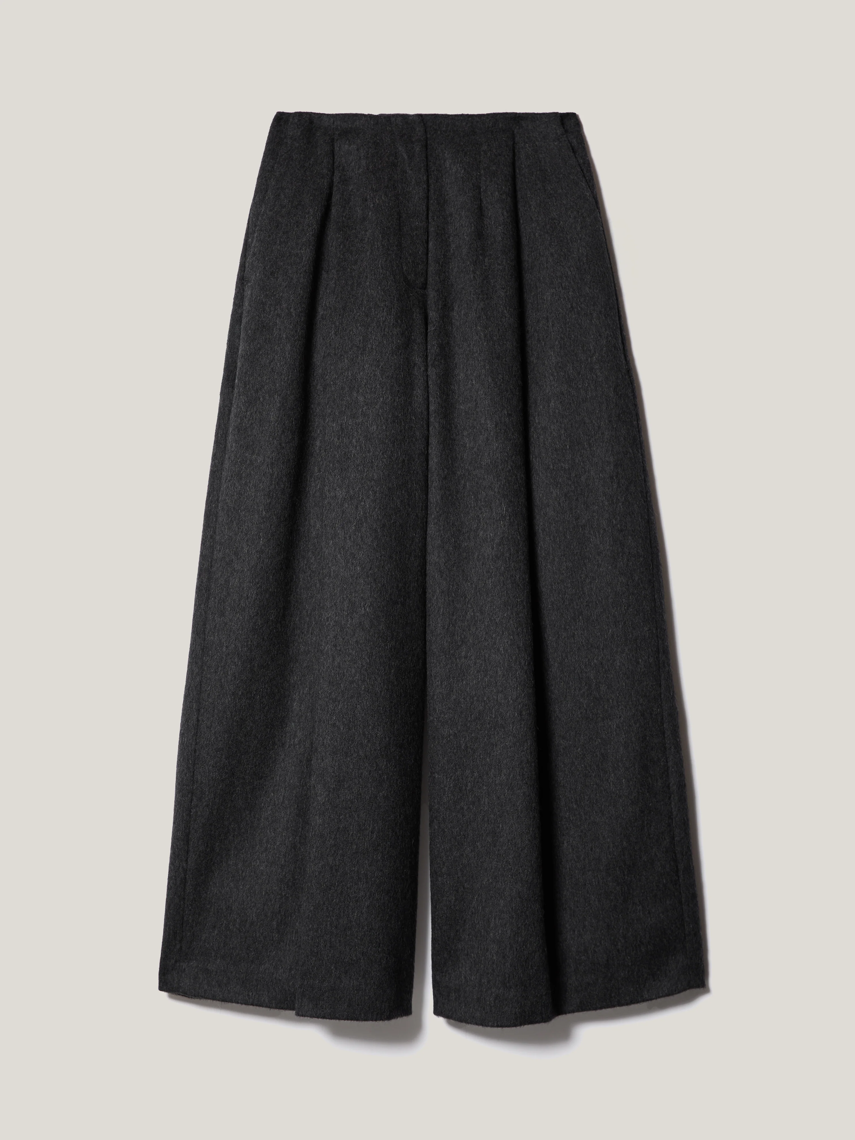 Wool High Waist Pleat Trouser | Grey - Image 6
