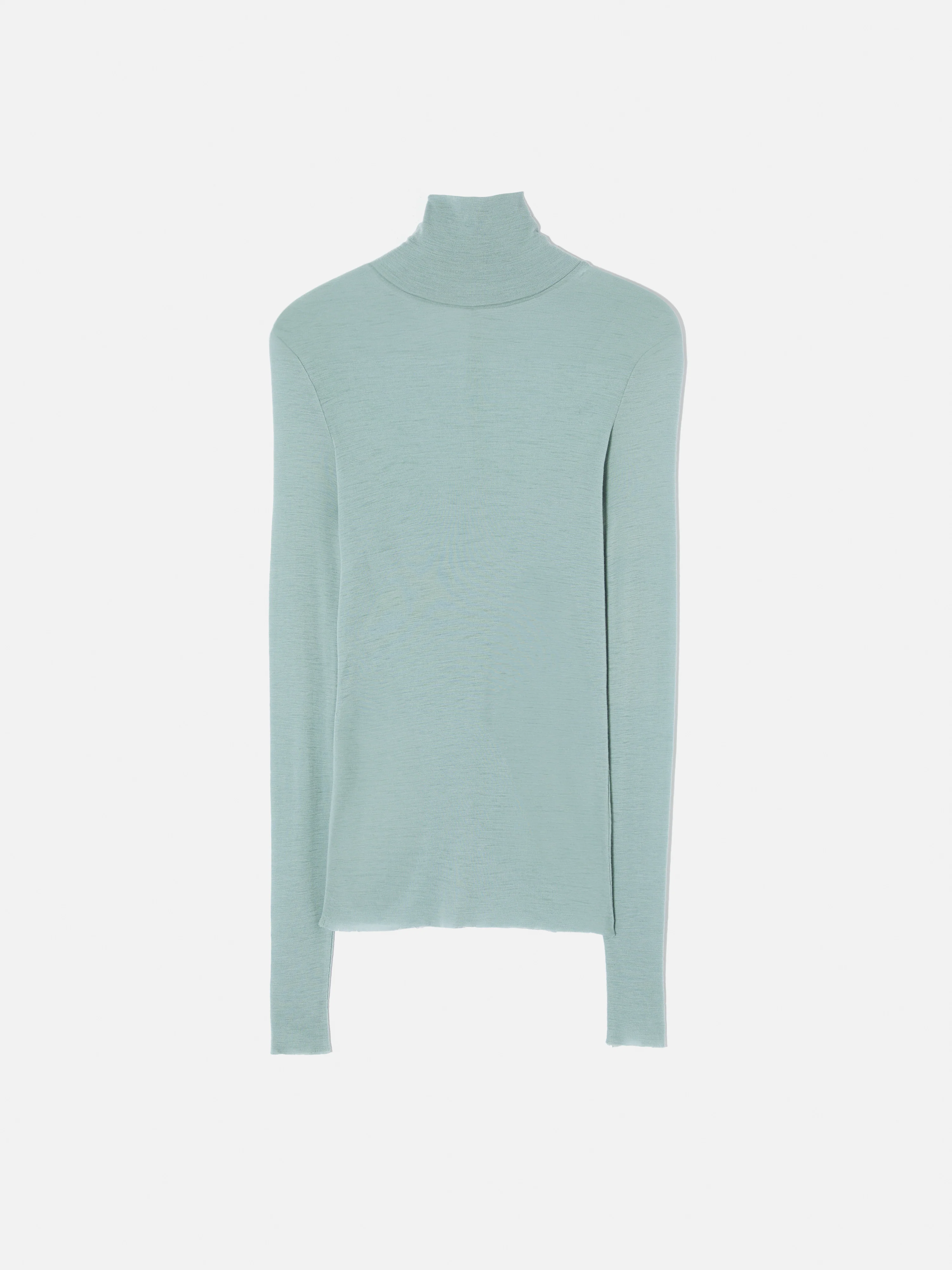 Wool Jersey Polo Neck Top | Blue - Image 8