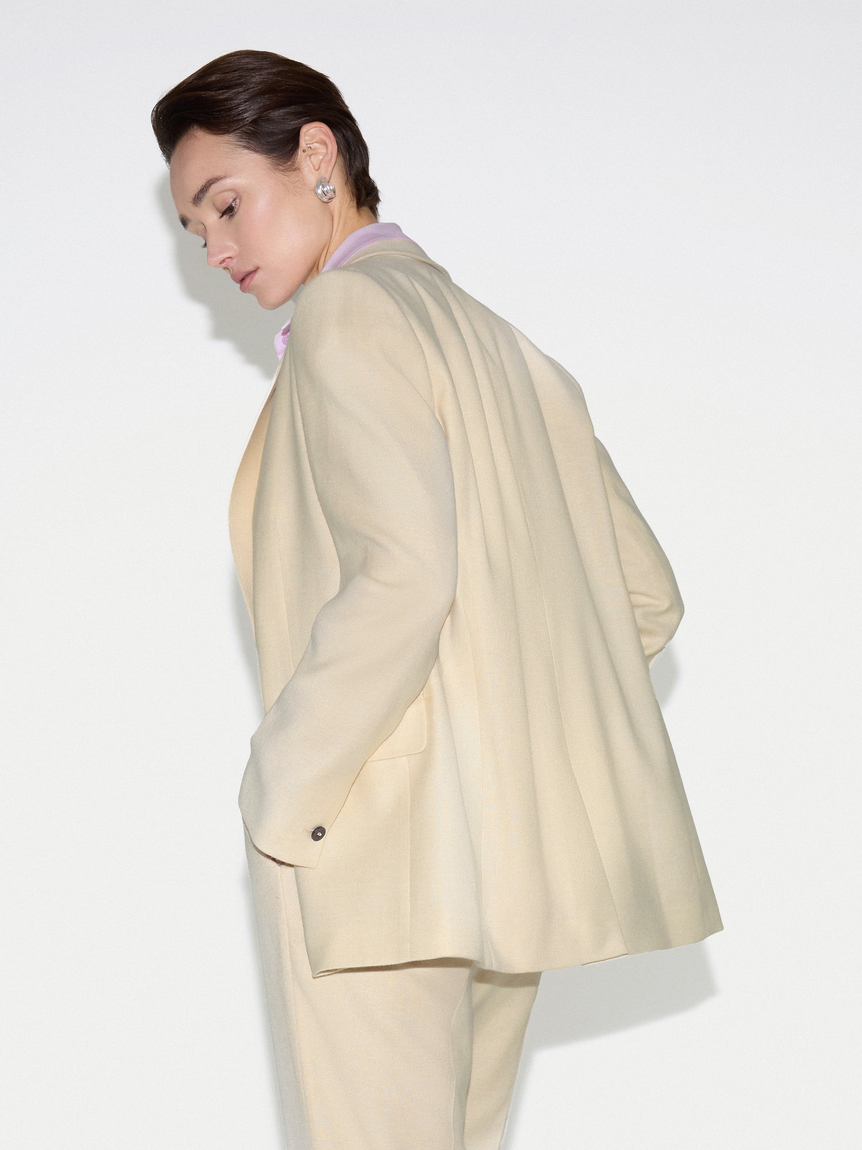 Wool Knox Tailored Blazer | Cream - Image 5