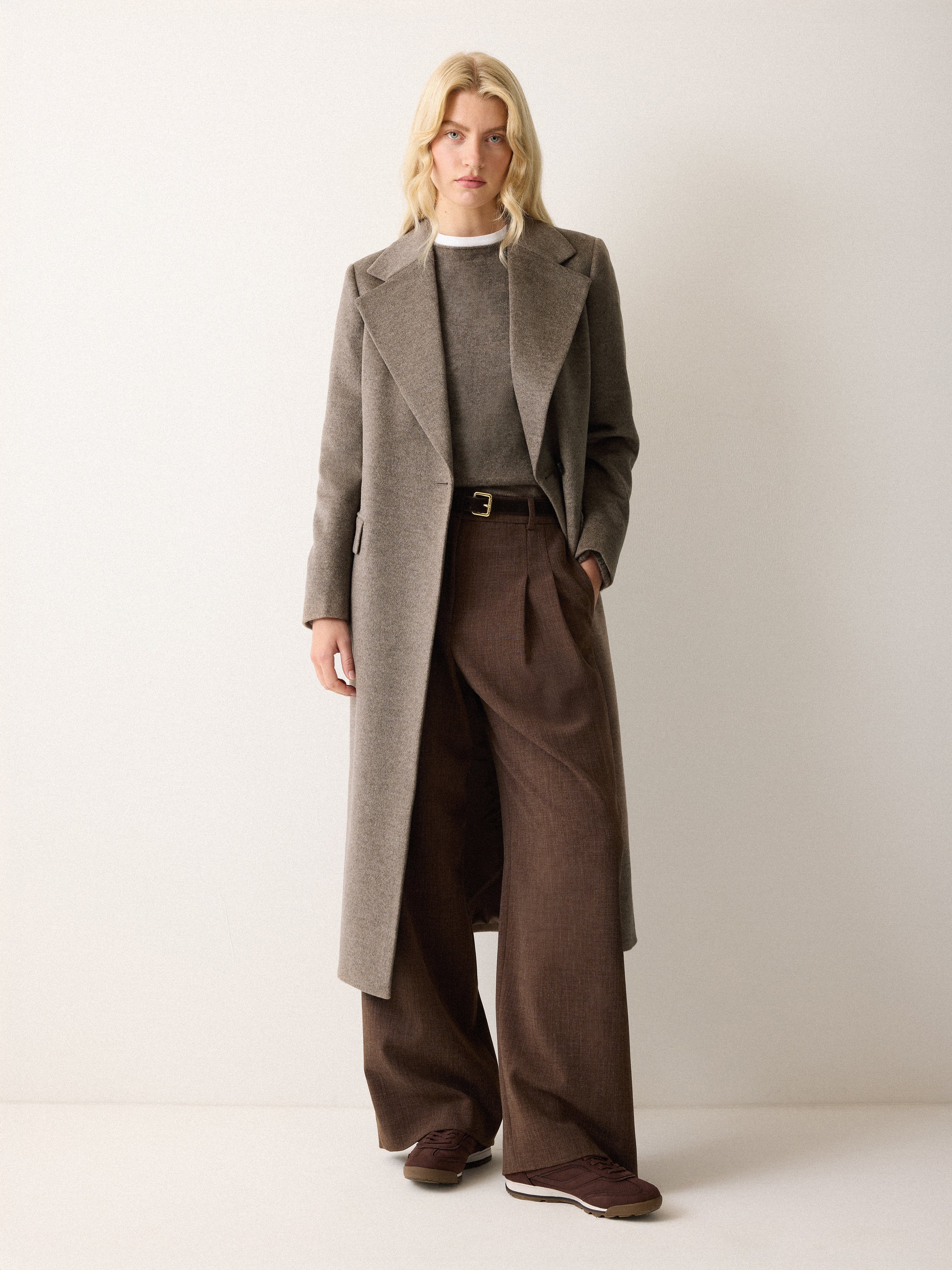 Wool Maxi City Coat | Taupe - Image 2