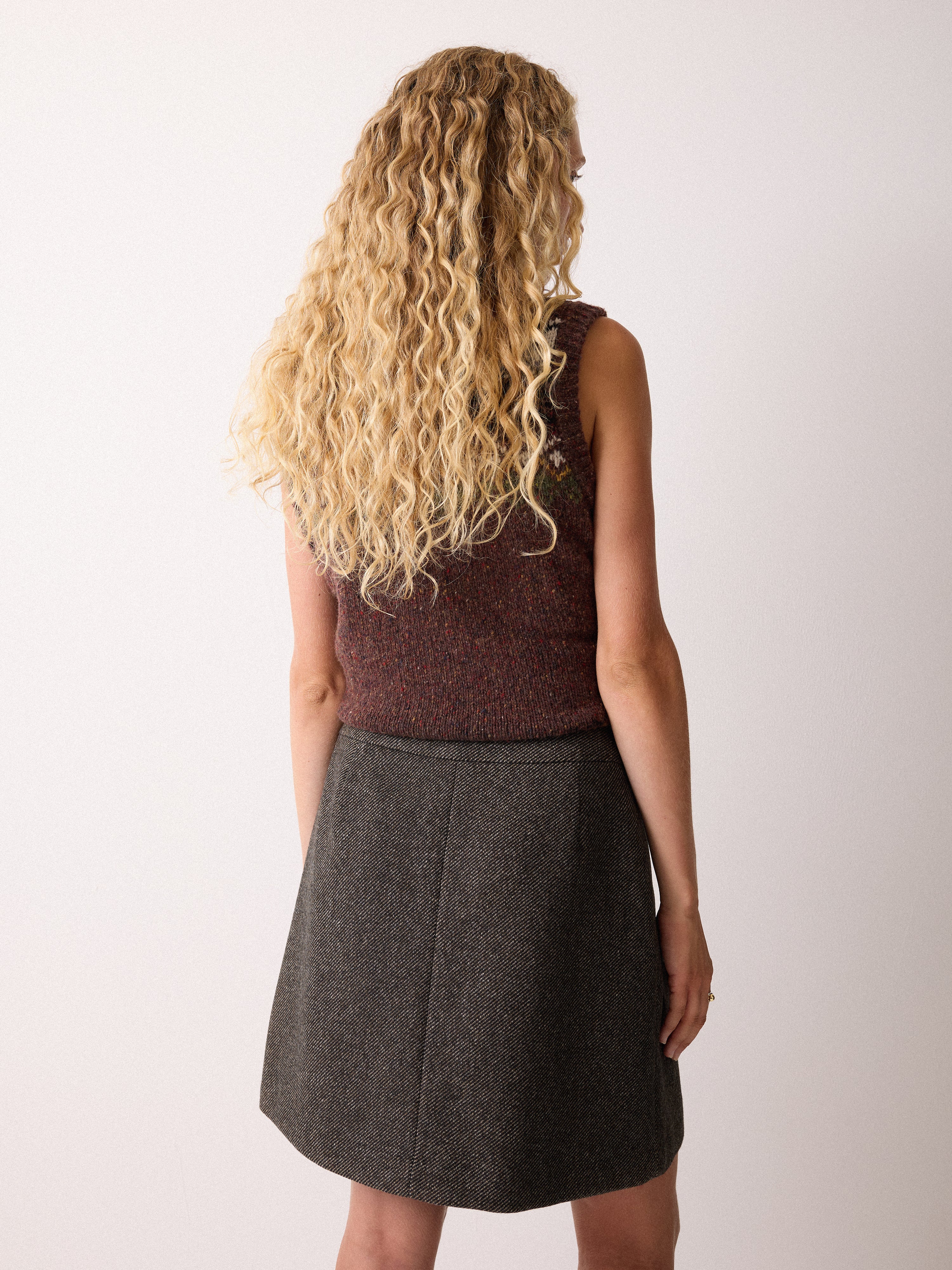 Wool Twill Mini Skirt | Brown - Image 4