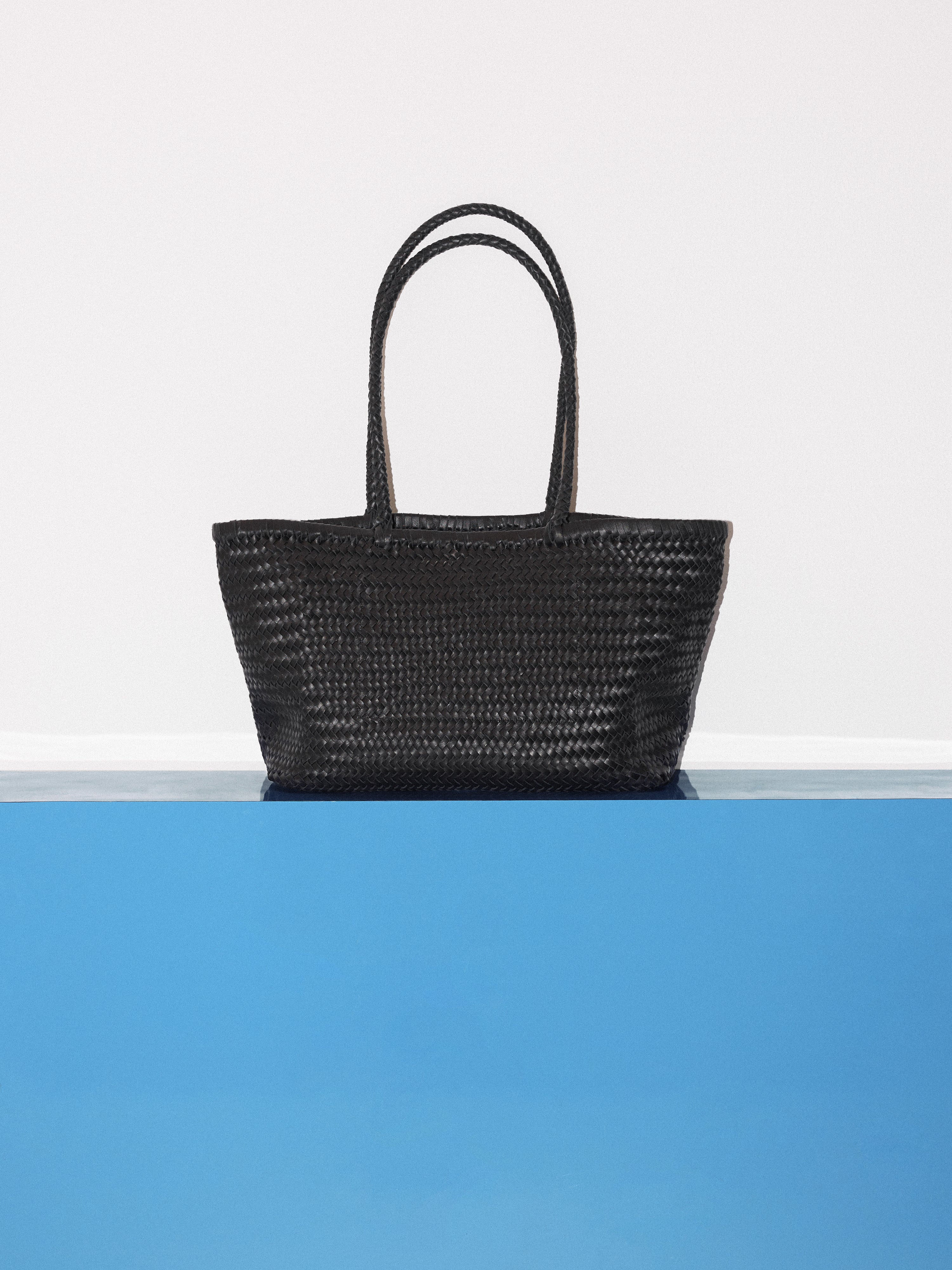 Woven Leather Tote Bag | Black - Image 6
