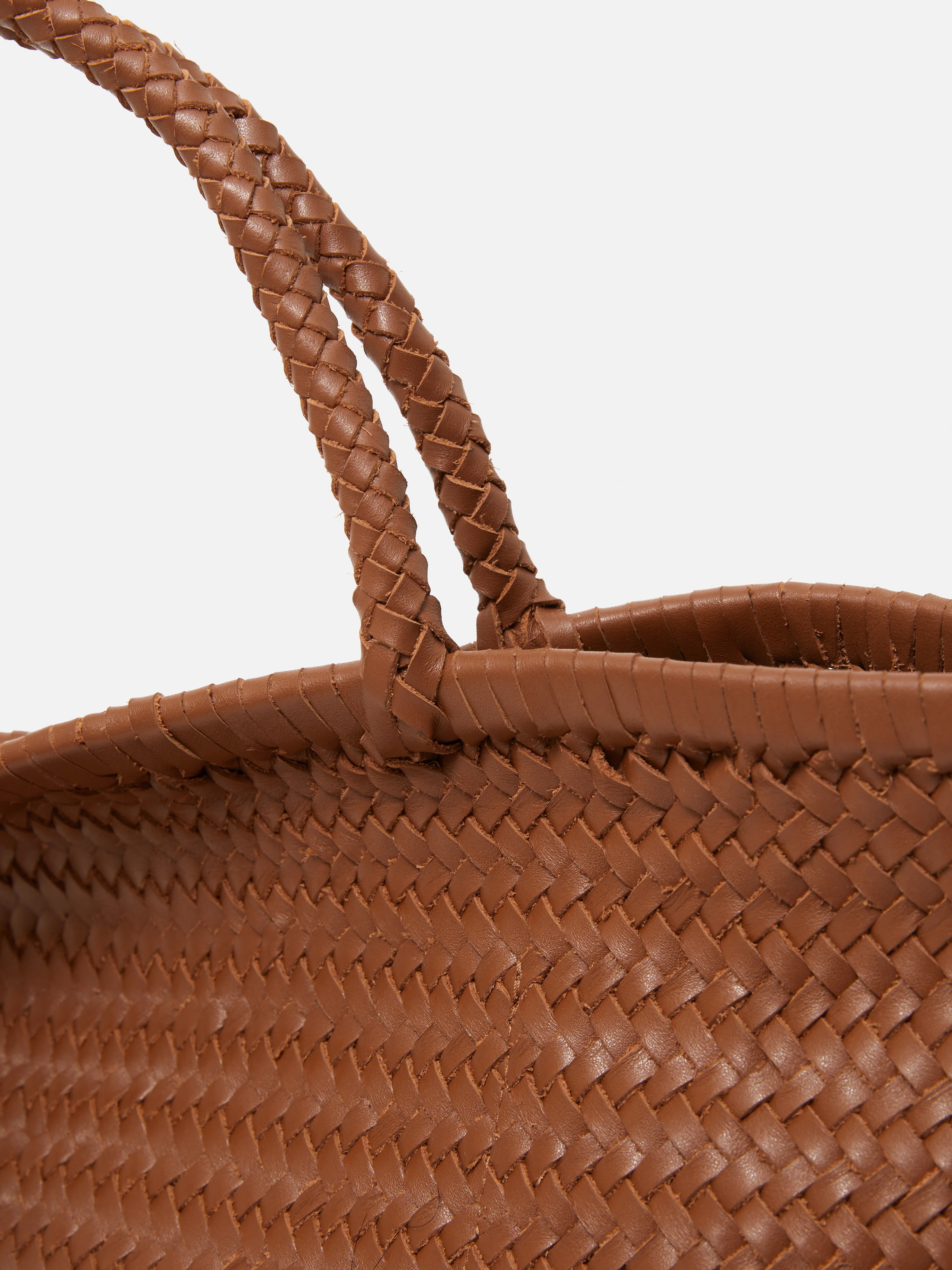 Woven Leather Tote Bag | Tan - Image 3